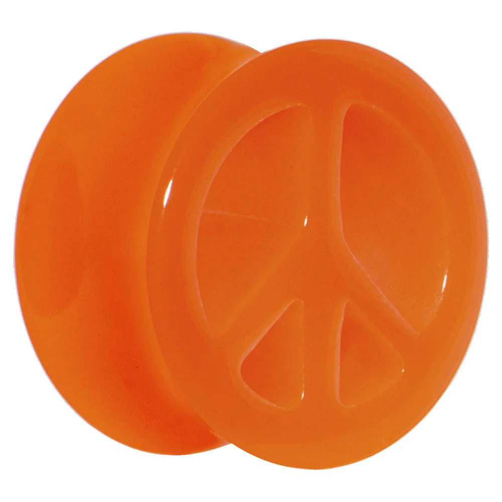 Acrylic Neon Orange Peace Sign Tunnel Plug 2G to 20mm - Image 7