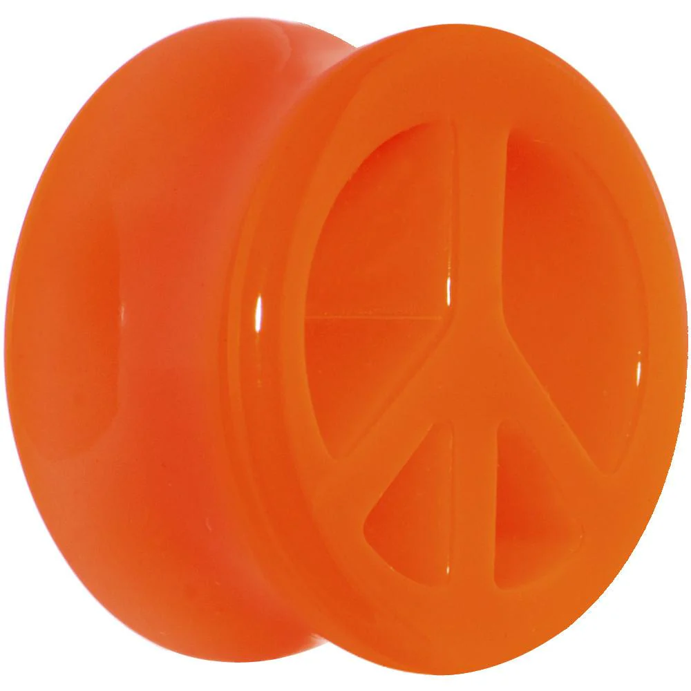 Acrylic Neon Orange Peace Sign Tunnel Plug 2G to 20mm - Image 8