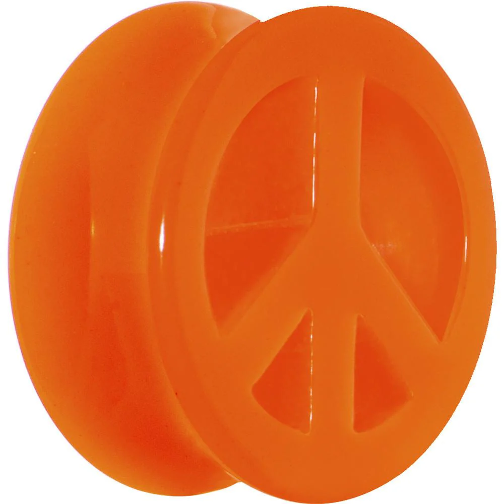 Acrylic Neon Orange Peace Sign Tunnel Plug 2G to 20mm - Image 9