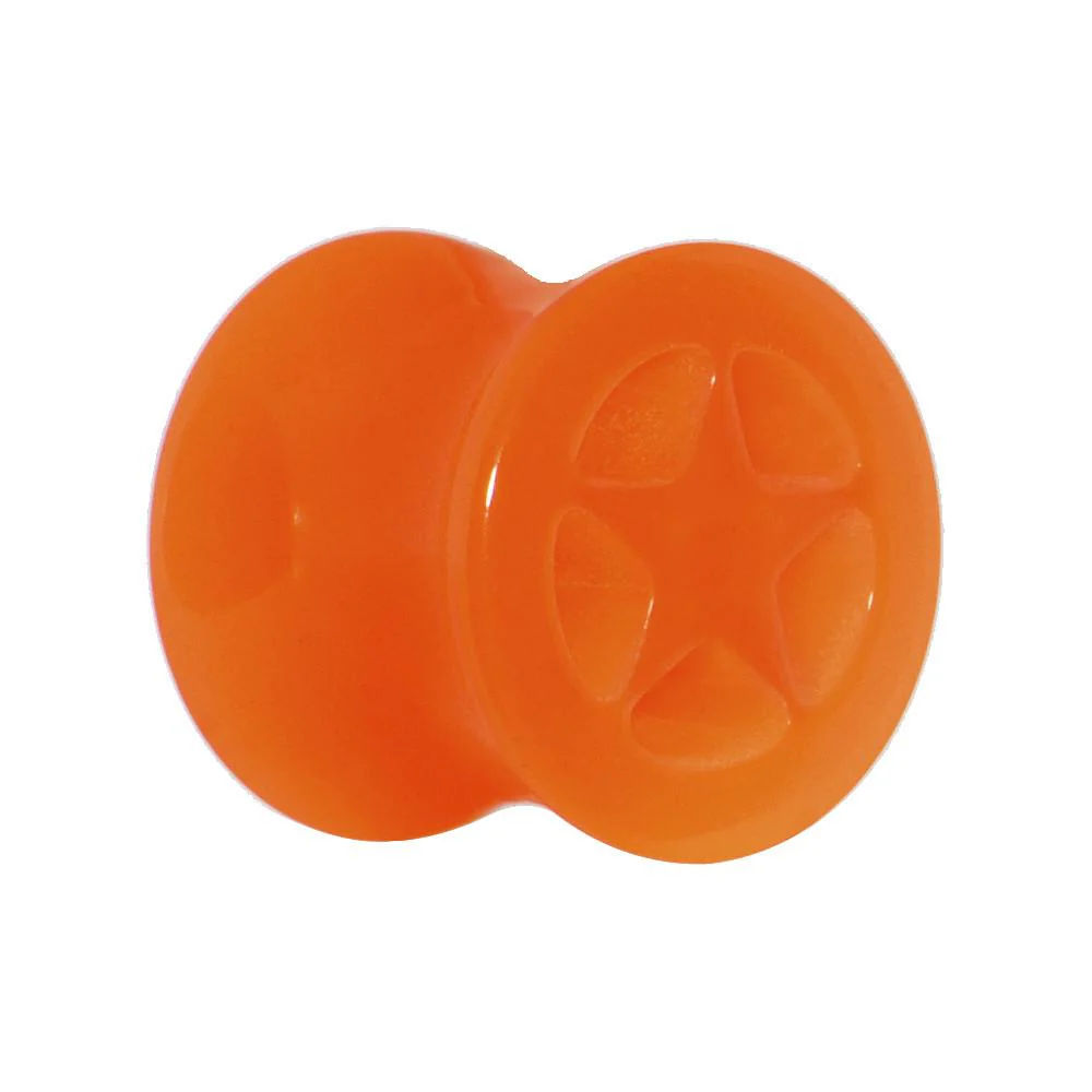 Acrylic Neon Orange Star Tunnel Plug 2G to 20mm - Image 2