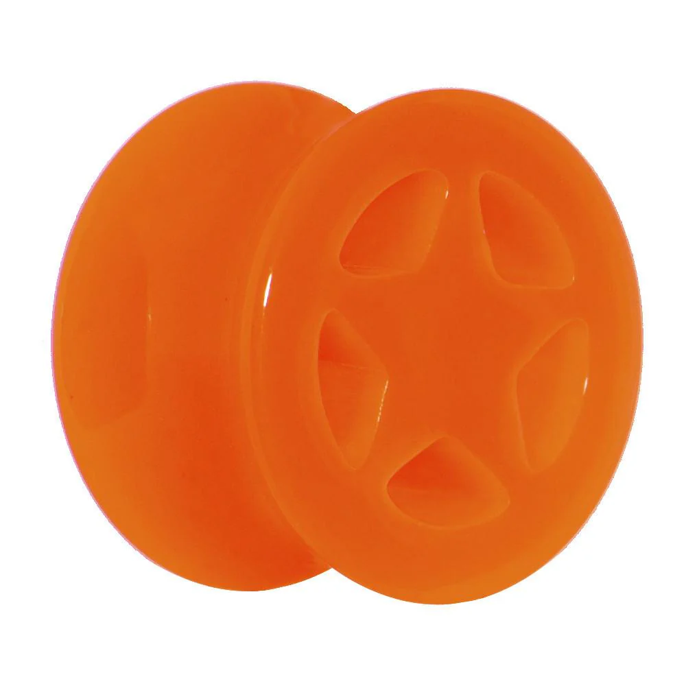 Acrylic Neon Orange Star Tunnel Plug 2G to 20mm - Image 6