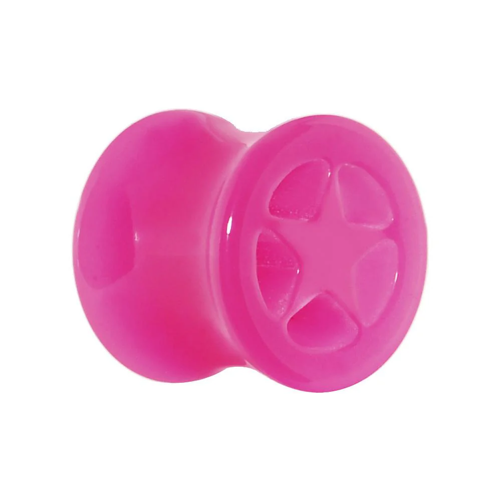 Acrylic Neon Pink Star Tunnel Plug 2G to 20mm - Image 2