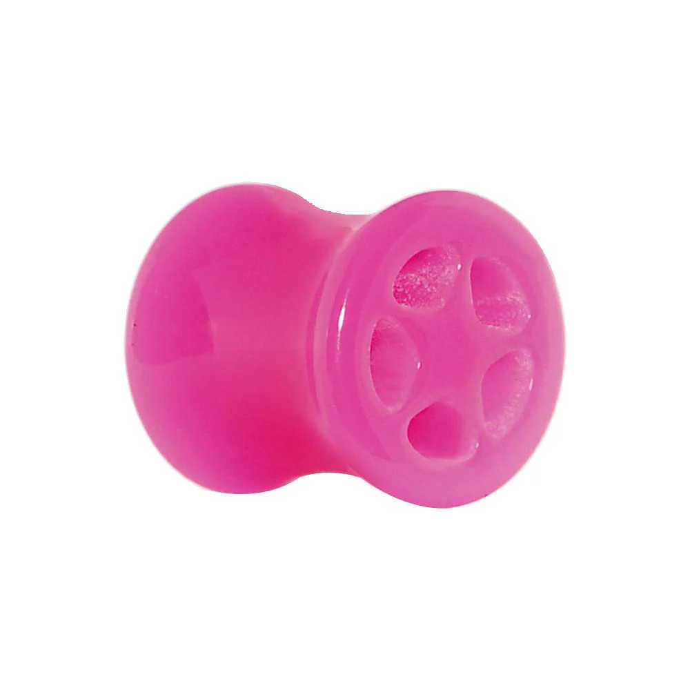Acrylic Neon Pink Star Tunnel Plug 2G to 20mm - Image 3