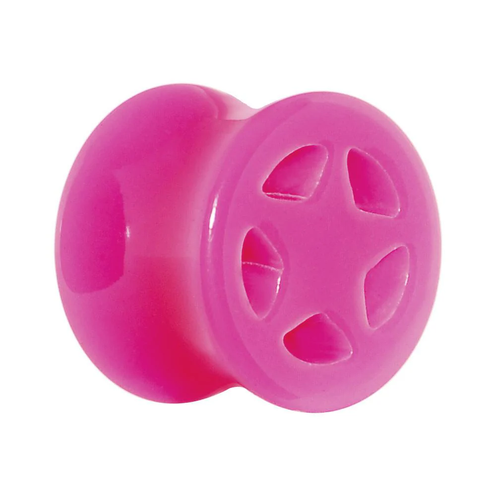 Acrylic Neon Pink Star Tunnel Plug 2G to 20mm - Image 5