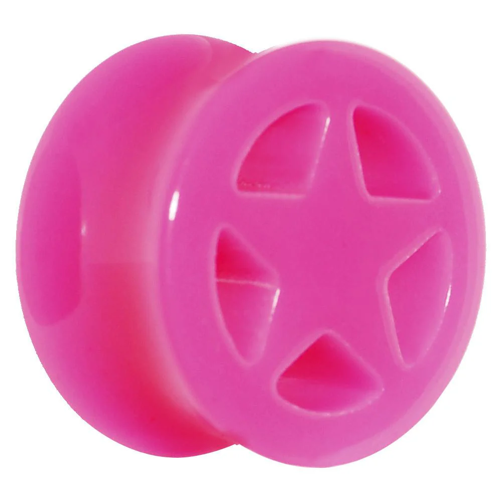 Acrylic Neon Pink Star Tunnel Plug 2G to 20mm - Image 6