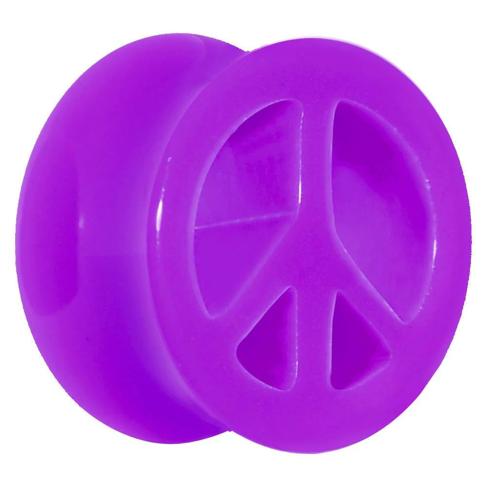 Acrylic Neon Purple Peace Sign Tunnel Plug 2G to 20mm - Image 5