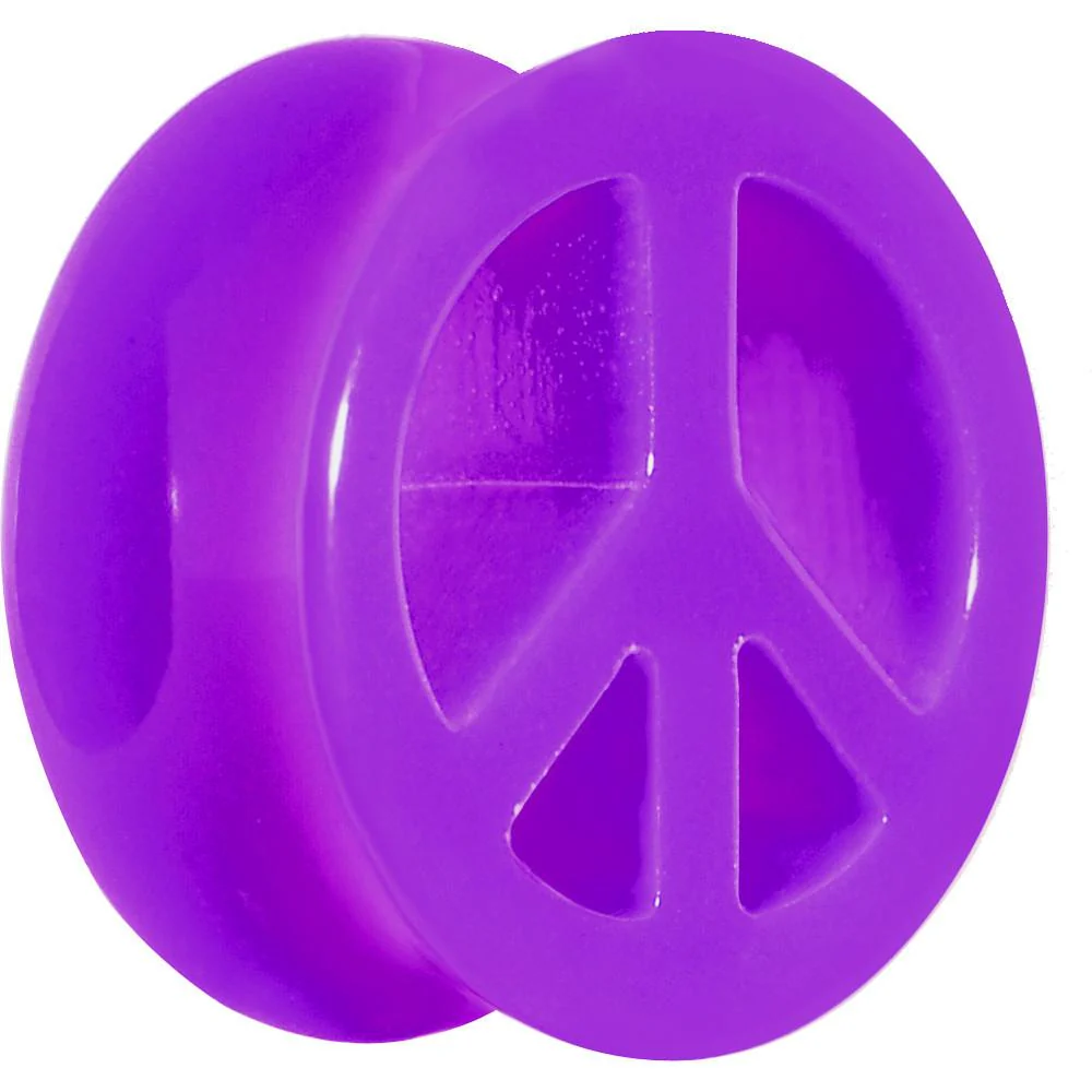 Acrylic Neon Purple Peace Sign Tunnel Plug 2G to 20mm - Image 6
