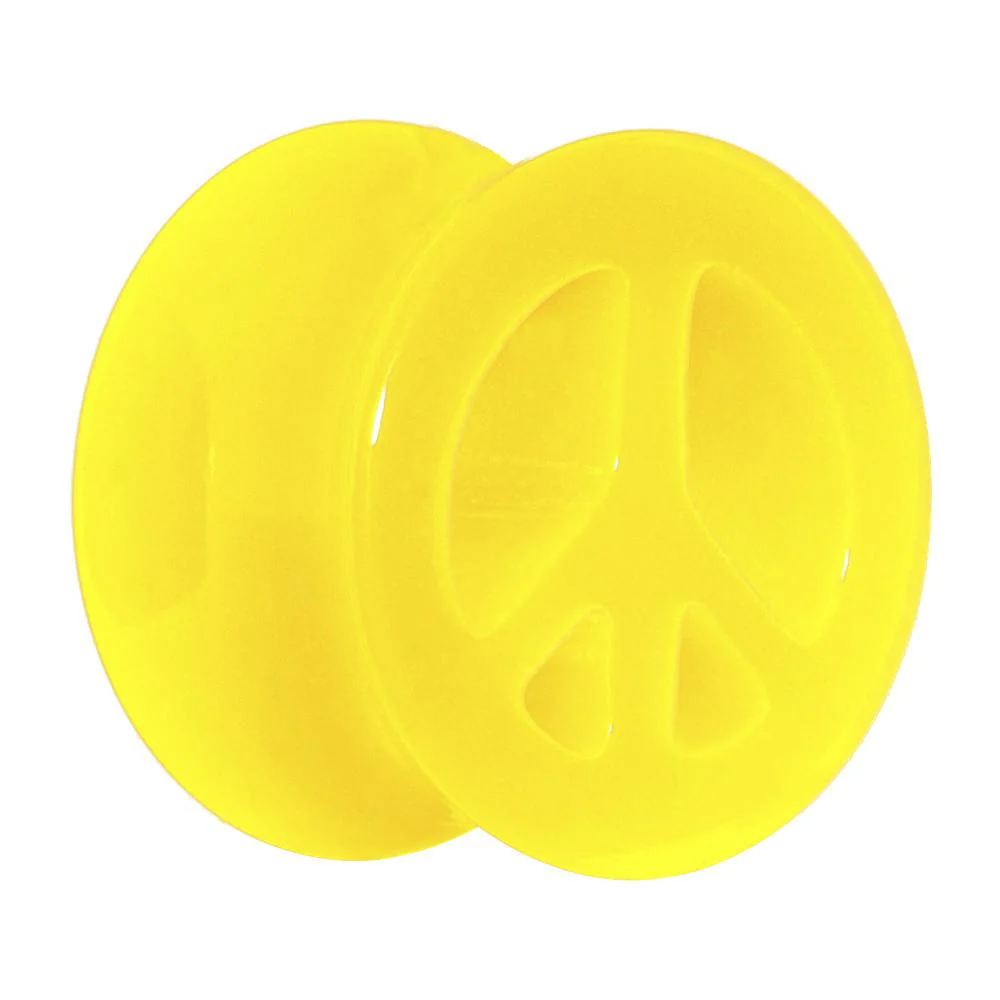 Acrylic Neon Yellow Peace Sign Tunnel Plug 2G to 20mm - Image 6