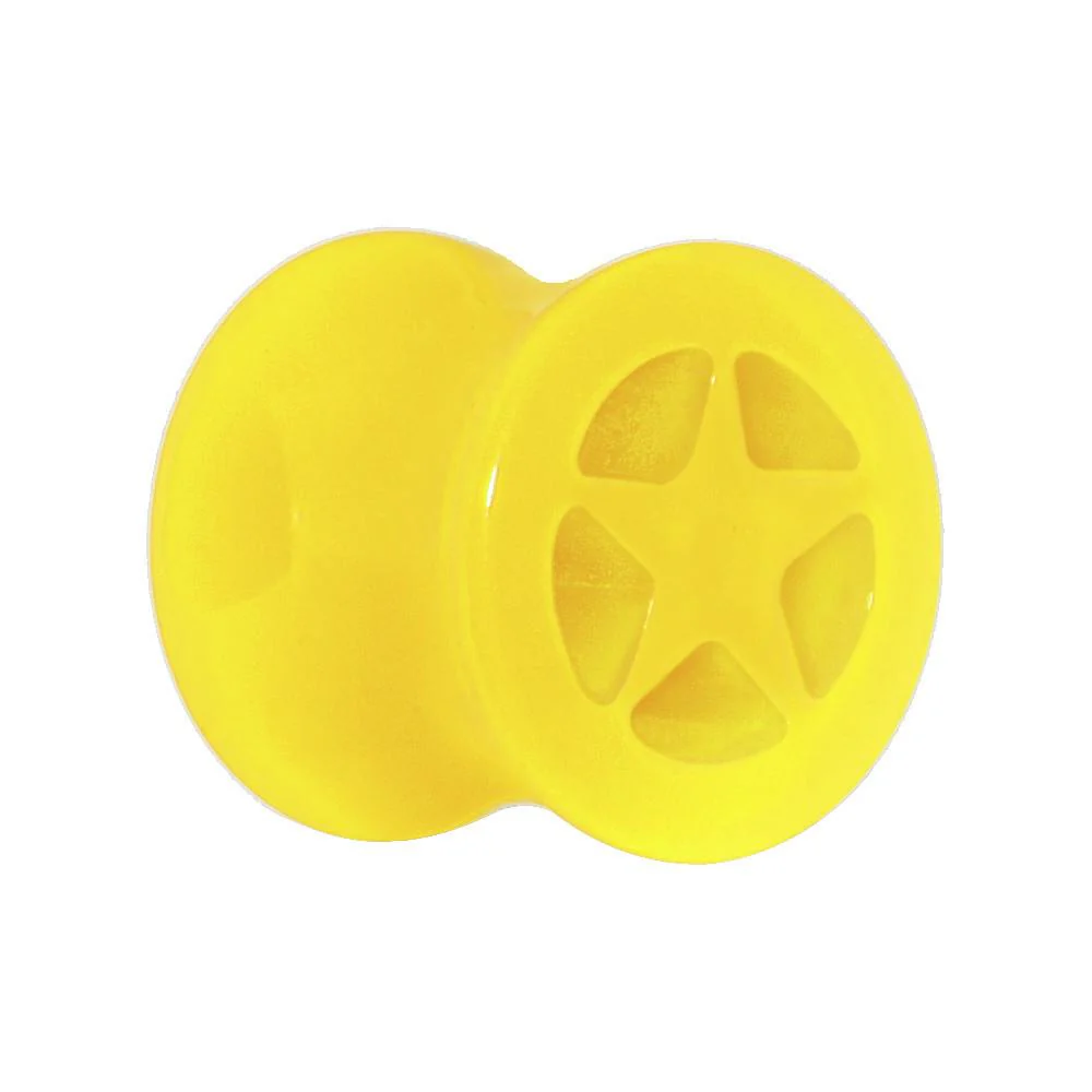 Acrylic Neon Yellow Star Tunnel Plug 2G to 20mm - Image 2