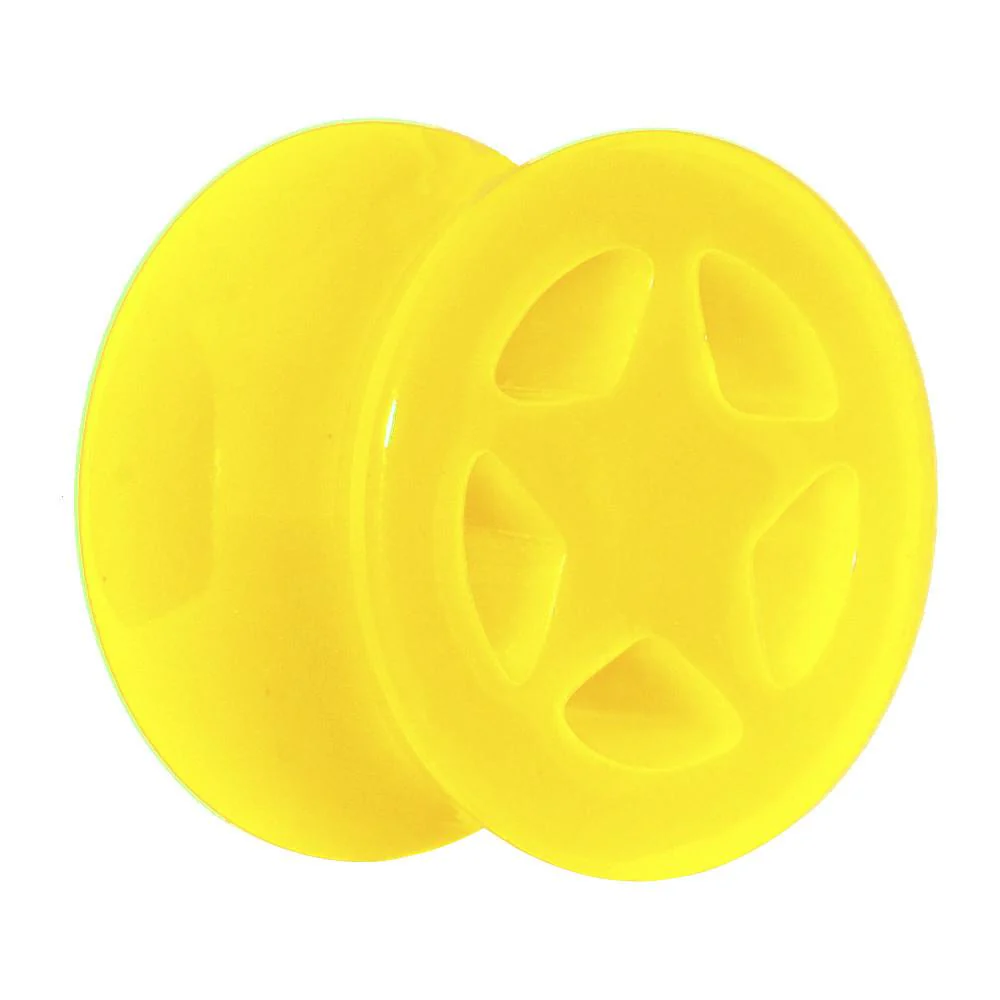 Acrylic Neon Yellow Star Tunnel Plug 2G to 20mm - Image 6