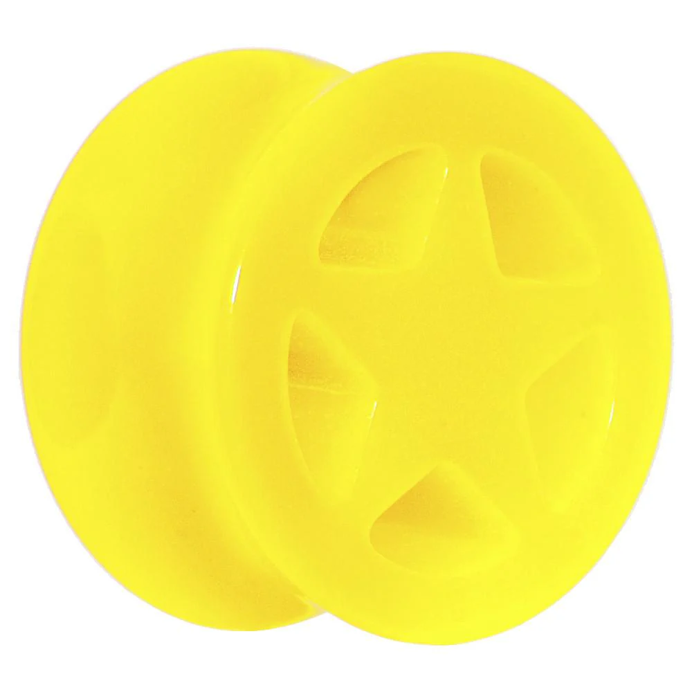 Acrylic Neon Yellow Star Tunnel Plug 2G to 20mm - Image 7