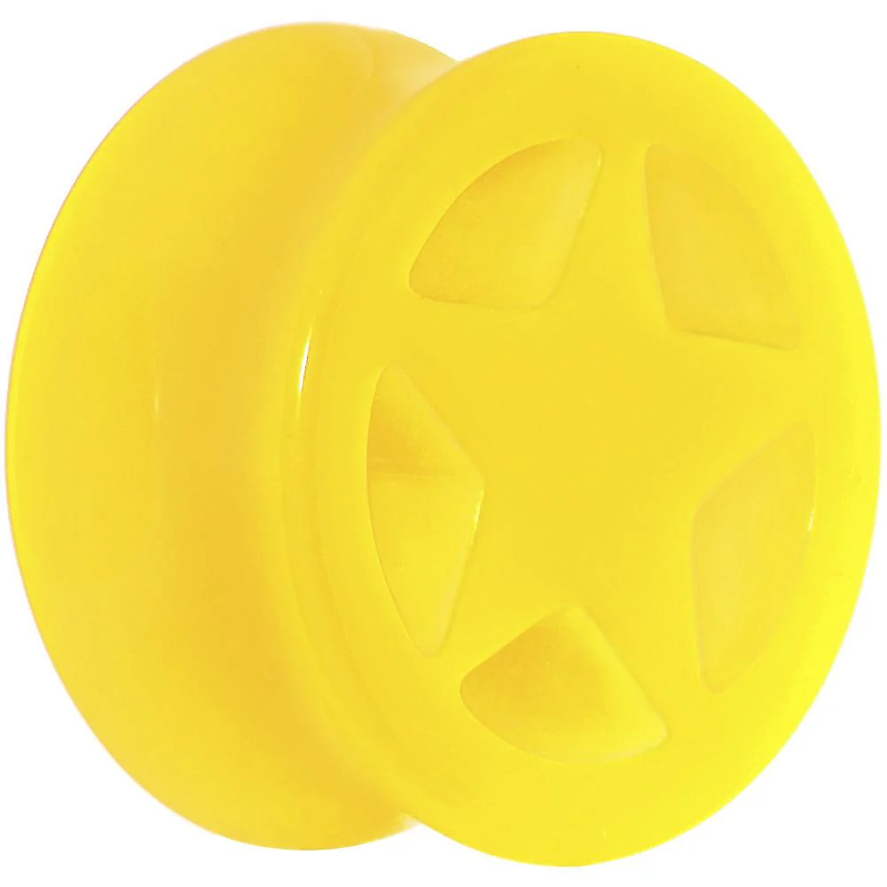 Acrylic Neon Yellow Star Tunnel Plug 2G to 20mm - Image 8