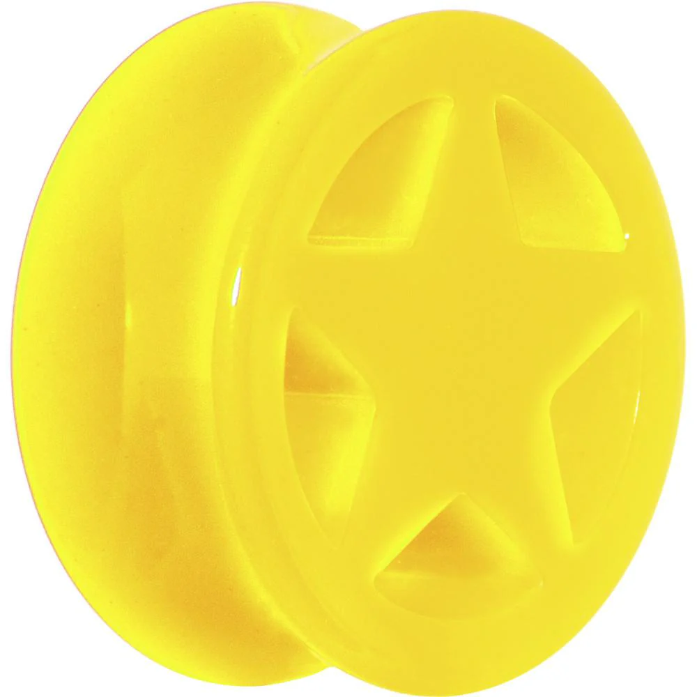 Acrylic Neon Yellow Star Tunnel Plug 2G to 20mm - Image 9