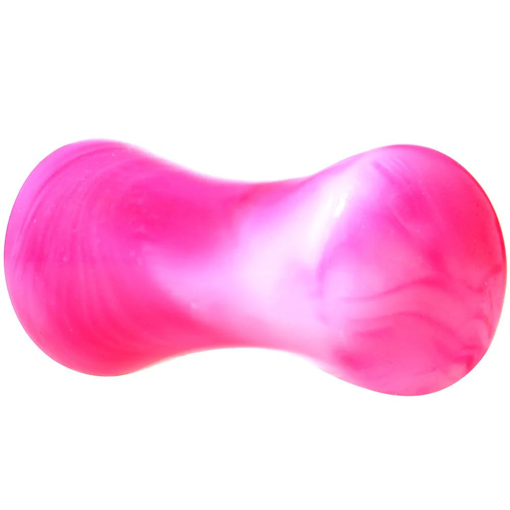 Acrylic Pink and White Marbled Saddle Plug 6G to 1 Inch - Image 2