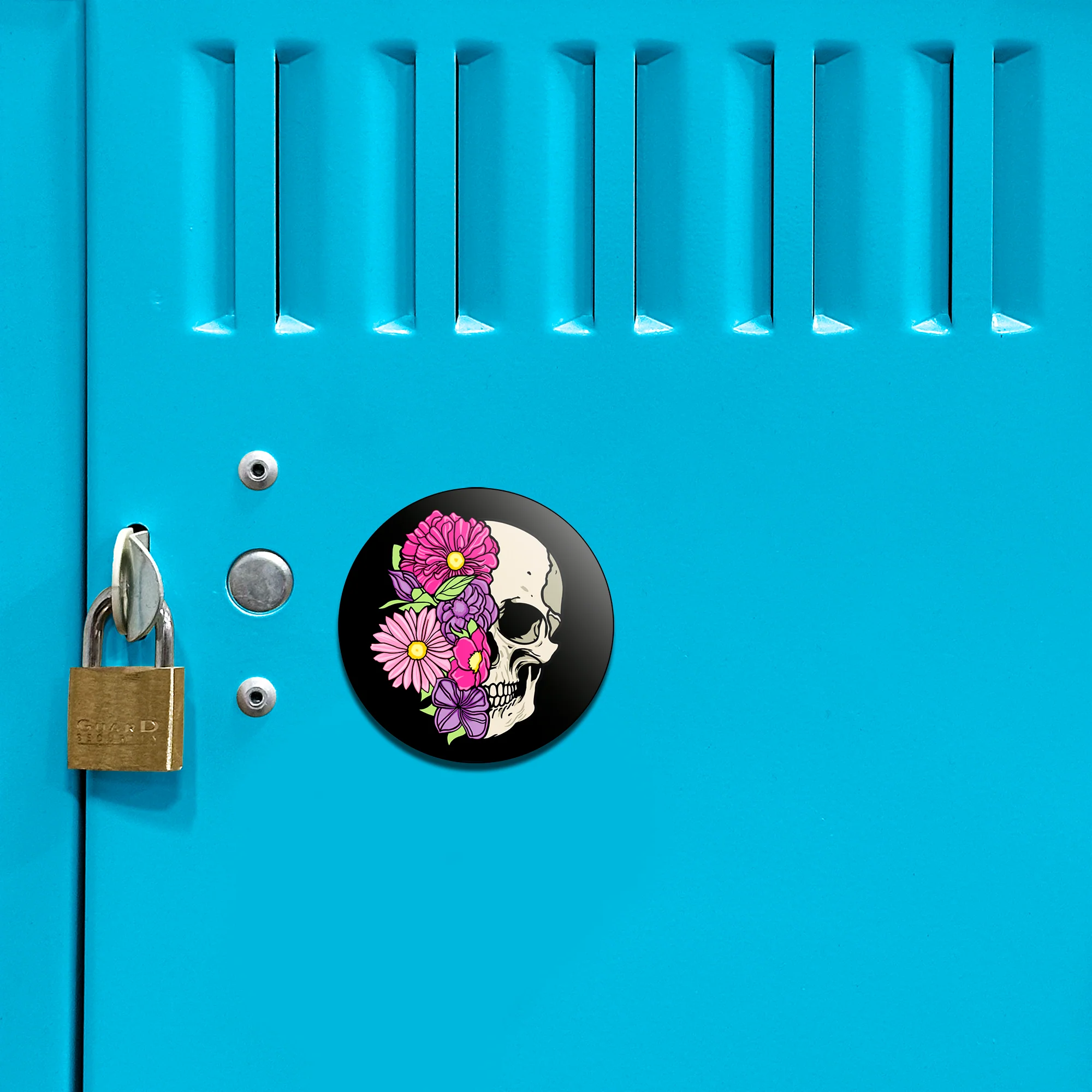 Acrylicious Floral Flowers Skull Magnet by Onyx O - Image 2