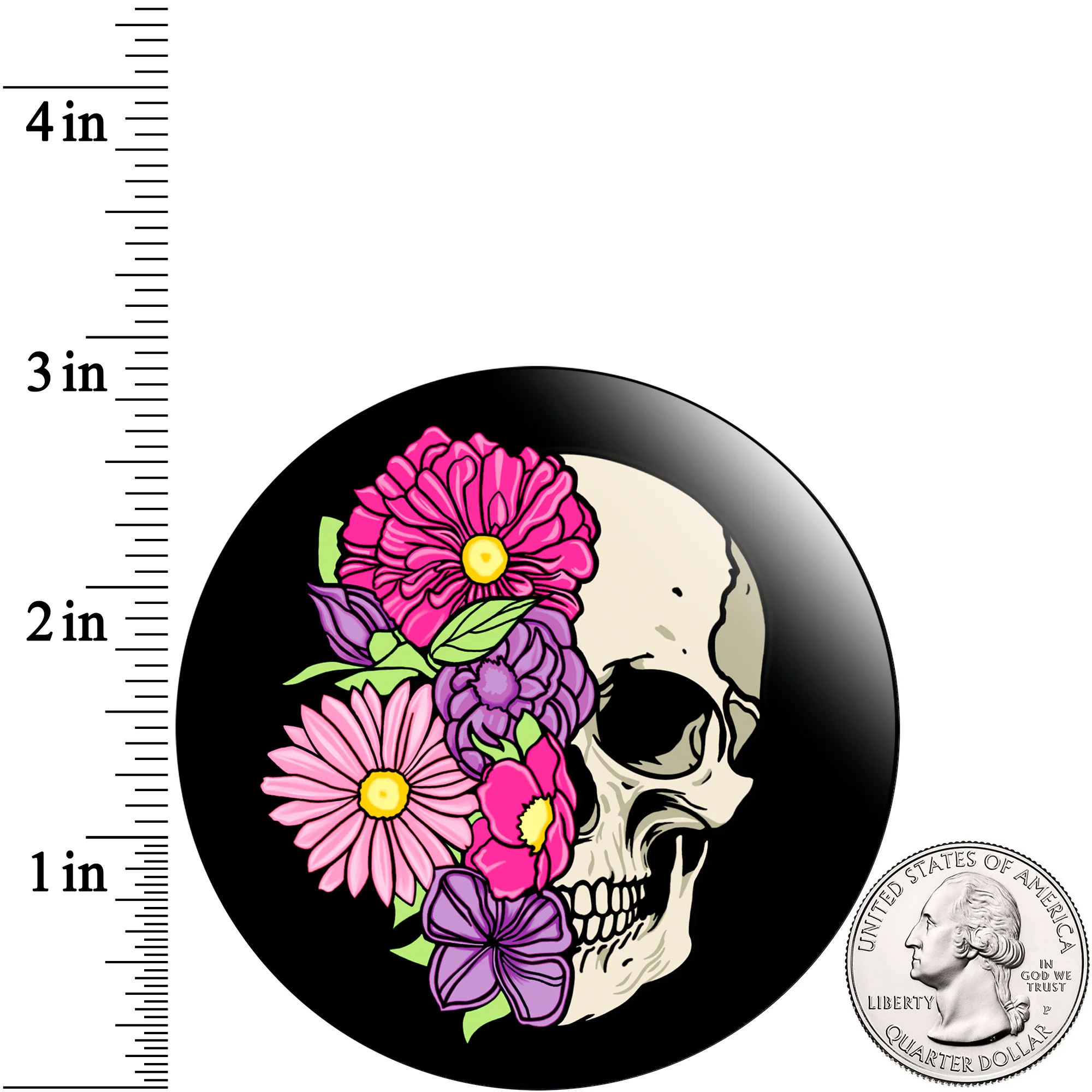 Acrylicious Floral Flowers Skull Magnet by Onyx O - Image 6