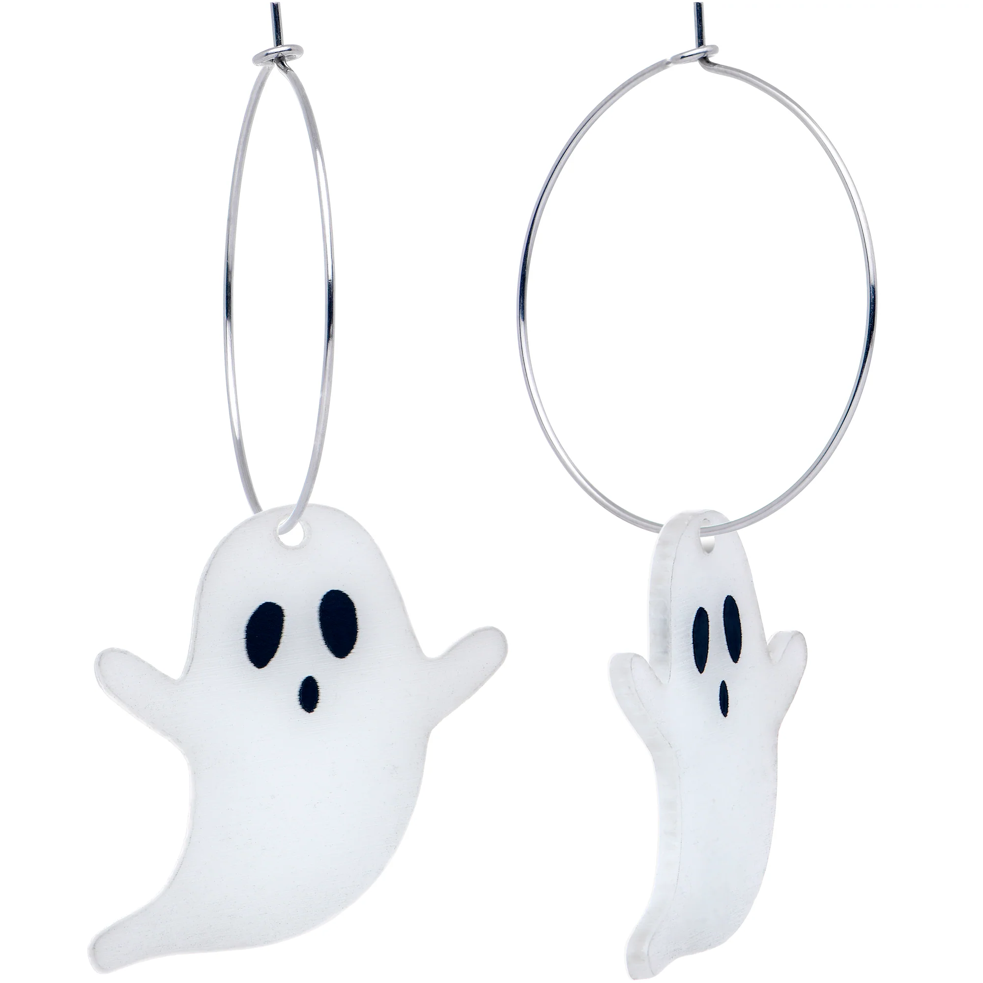 Acrylicious Glow in the Dark Haunting Ghost Hoop Earrings - Image 3