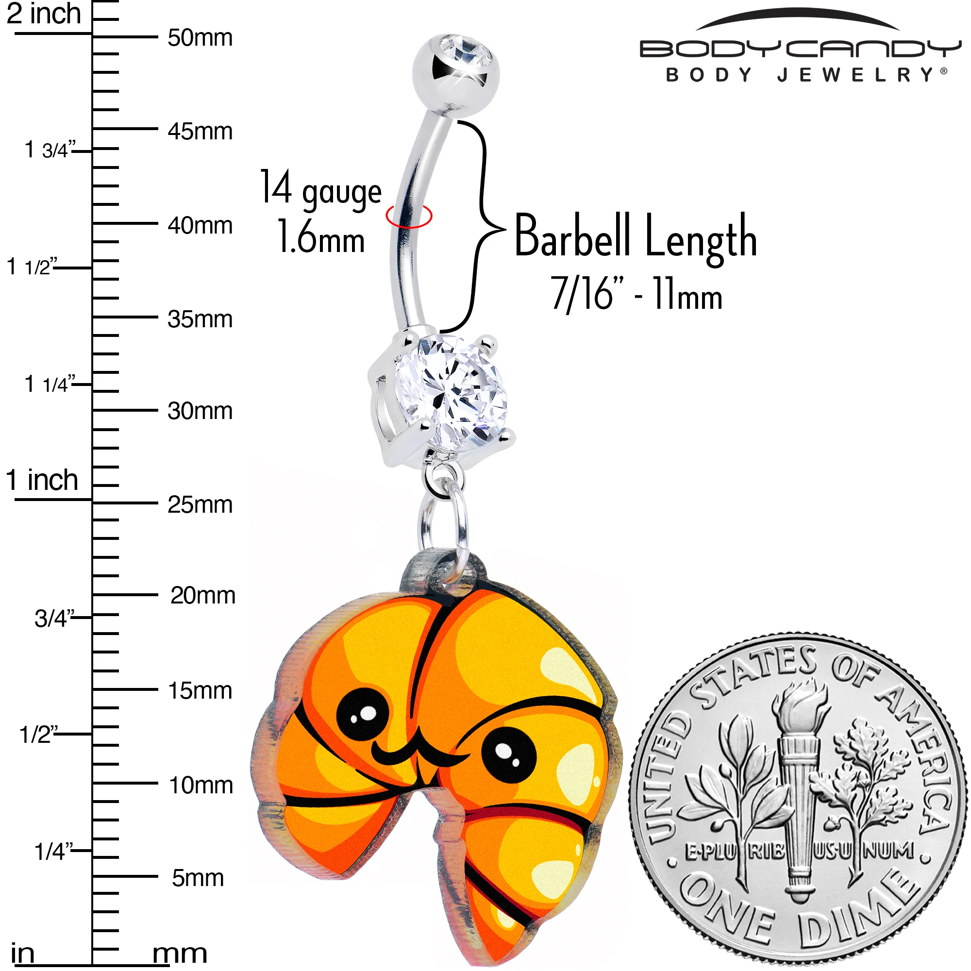 Acrylicious Quaso Croissant Dangle Belly Ring by Onyx O - Image 2