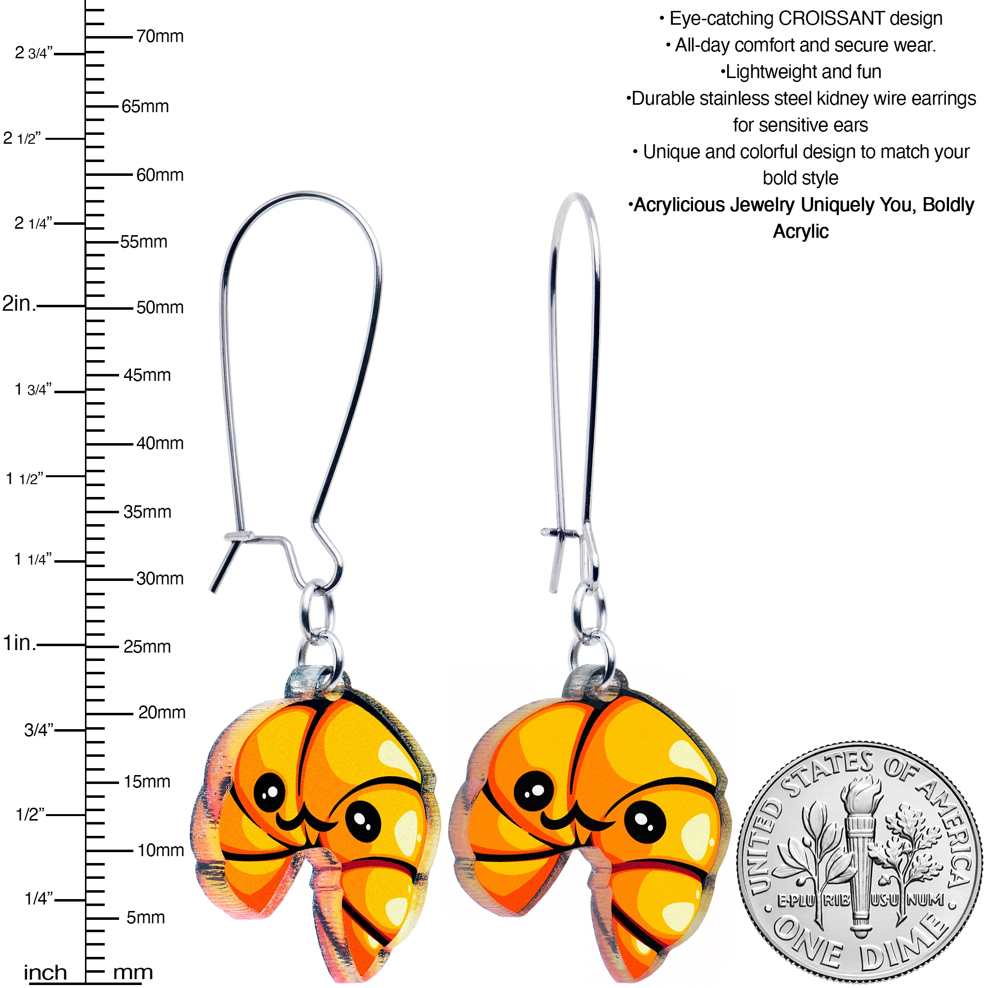 Acrylicious Quaso Croissant Dangle Earrings by Onyx O - Image 2