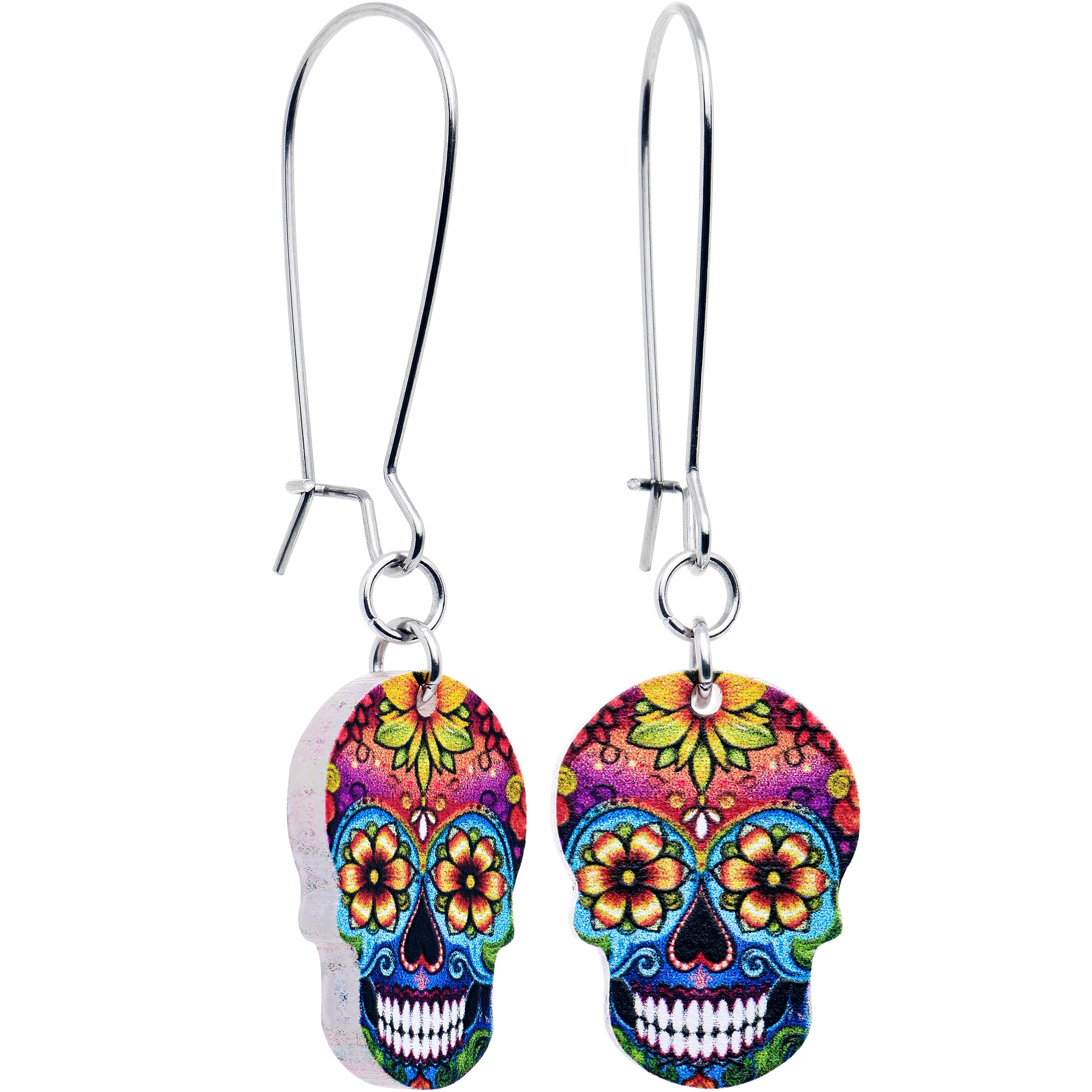 Acrylicious Sugar Skull Double Sided Reversible Skull Earrings - Image 3
