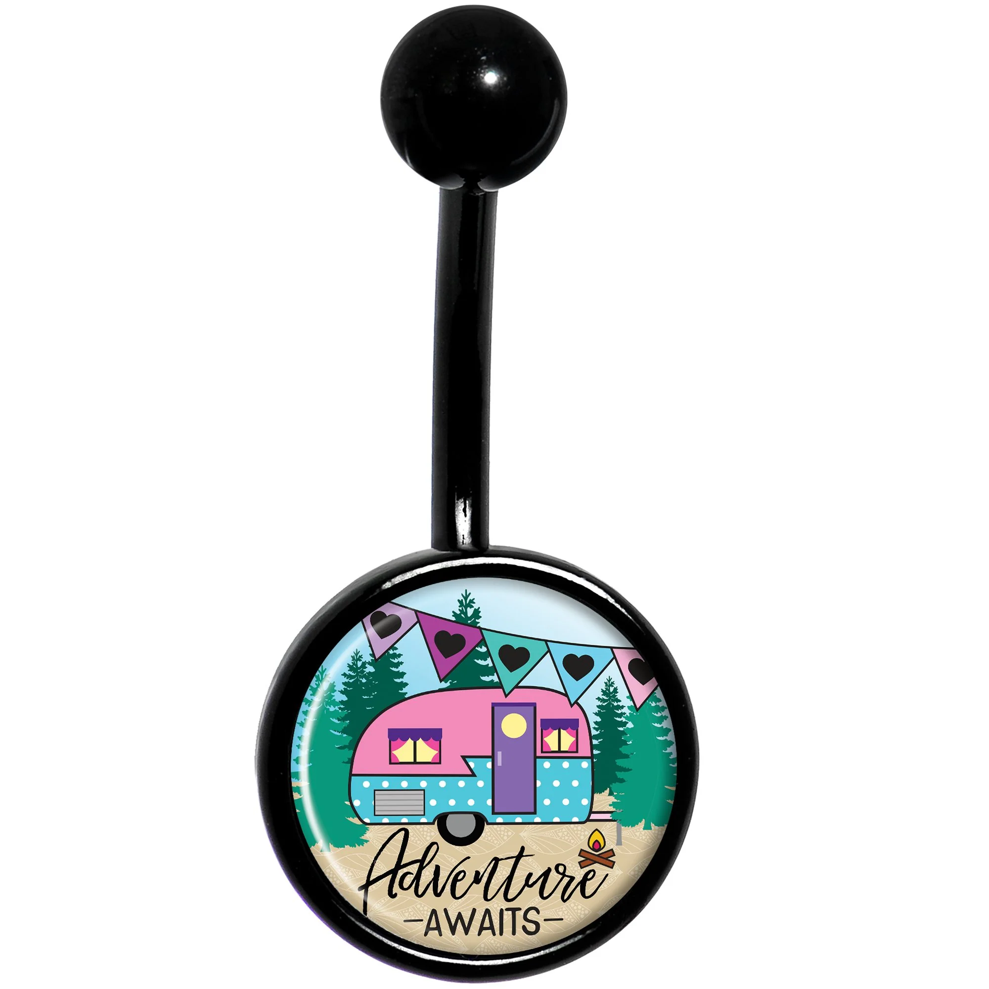 Adventure Awaits Camper Black Belly Ring - Image 2