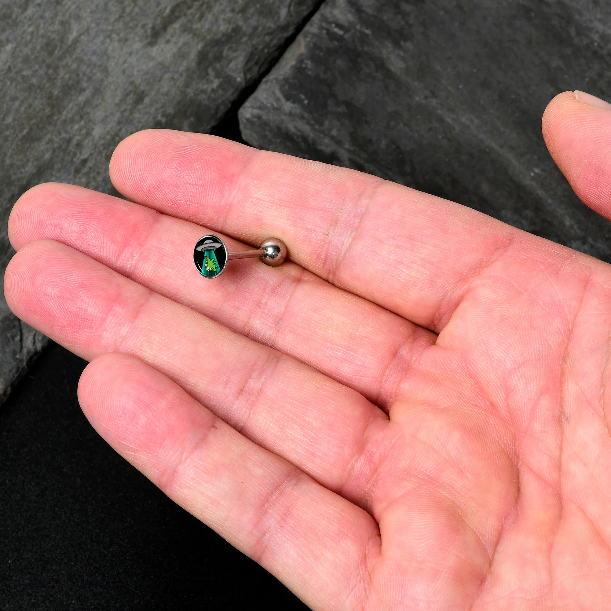 Alien UFO Dinosaur Abduction Barbell Tongue Ring by Onyx O - Image 3