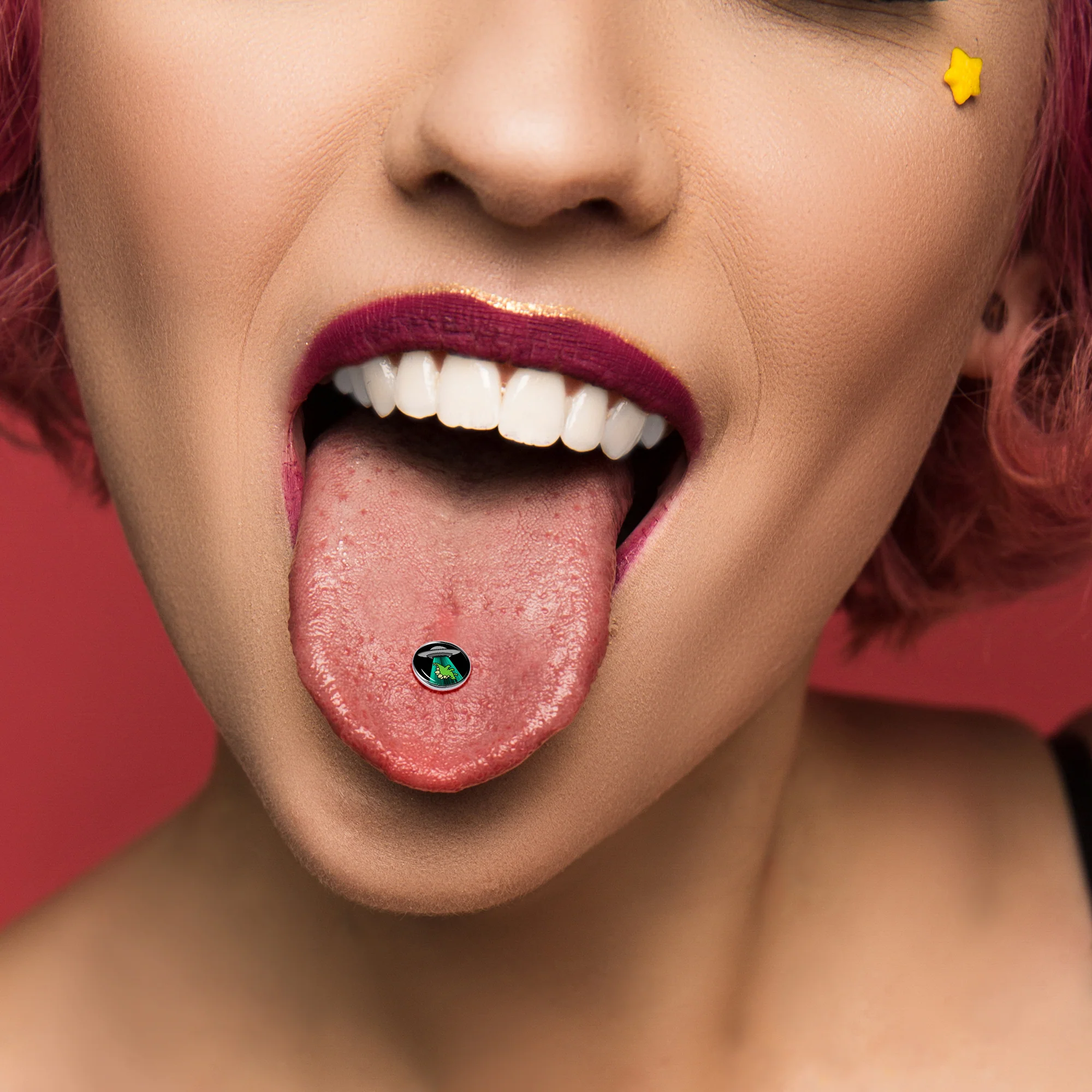 Alien UFO Dinosaur Abduction Barbell Tongue Ring by Onyx O - Image 6