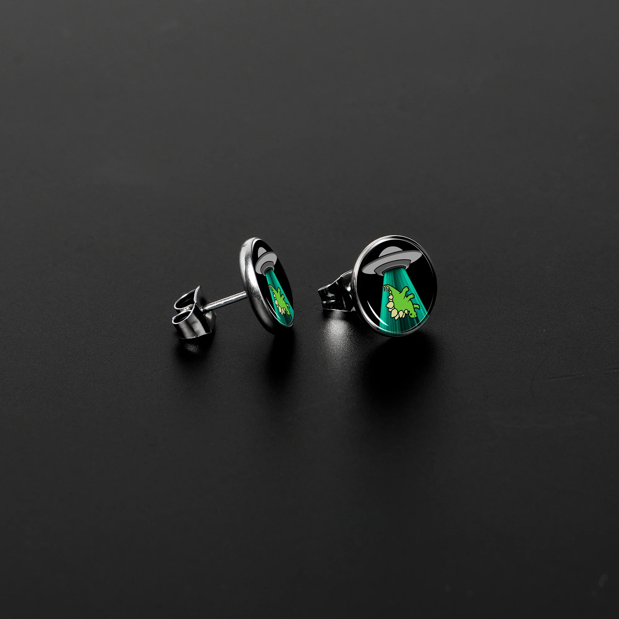 Alien UFO Dinosaur Abduction Stud Earrings Set by Onyx O - Image 3