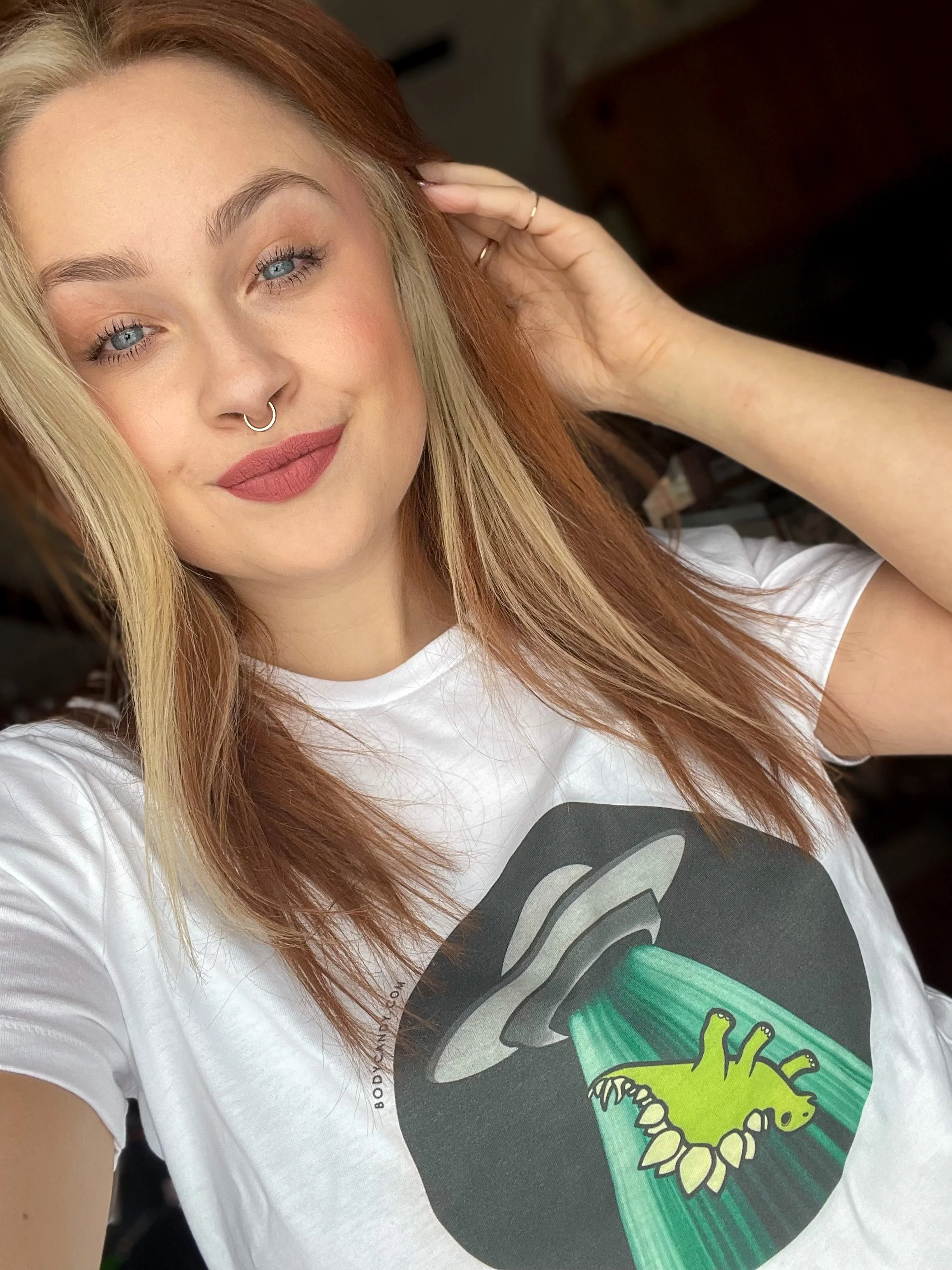 Alien UFO Dinosaur Abduction Tee Shirt - Image 4