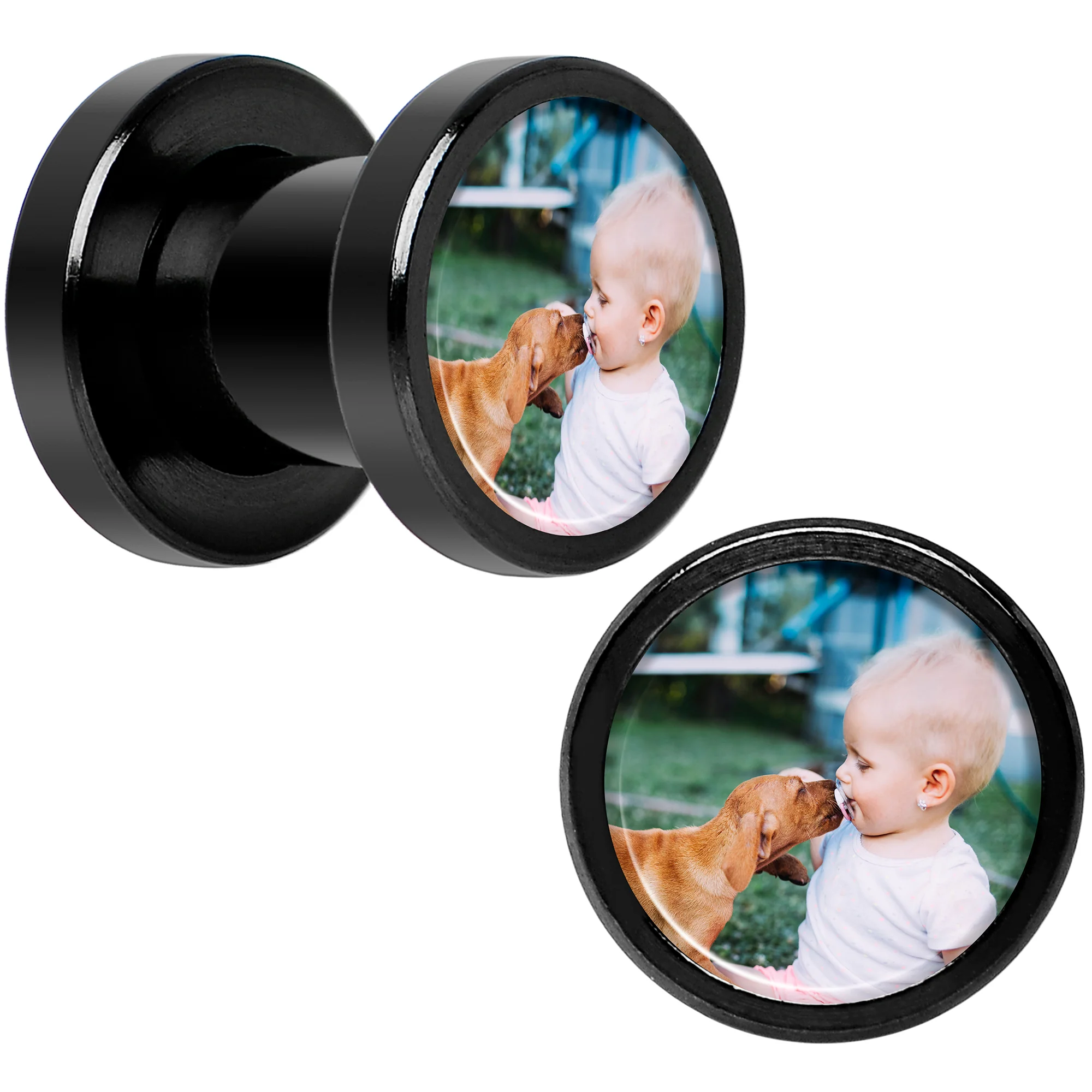 Anodized Black Titanium Custom Photo Screw Fit Plug - buy 2 for a pair - Image 11