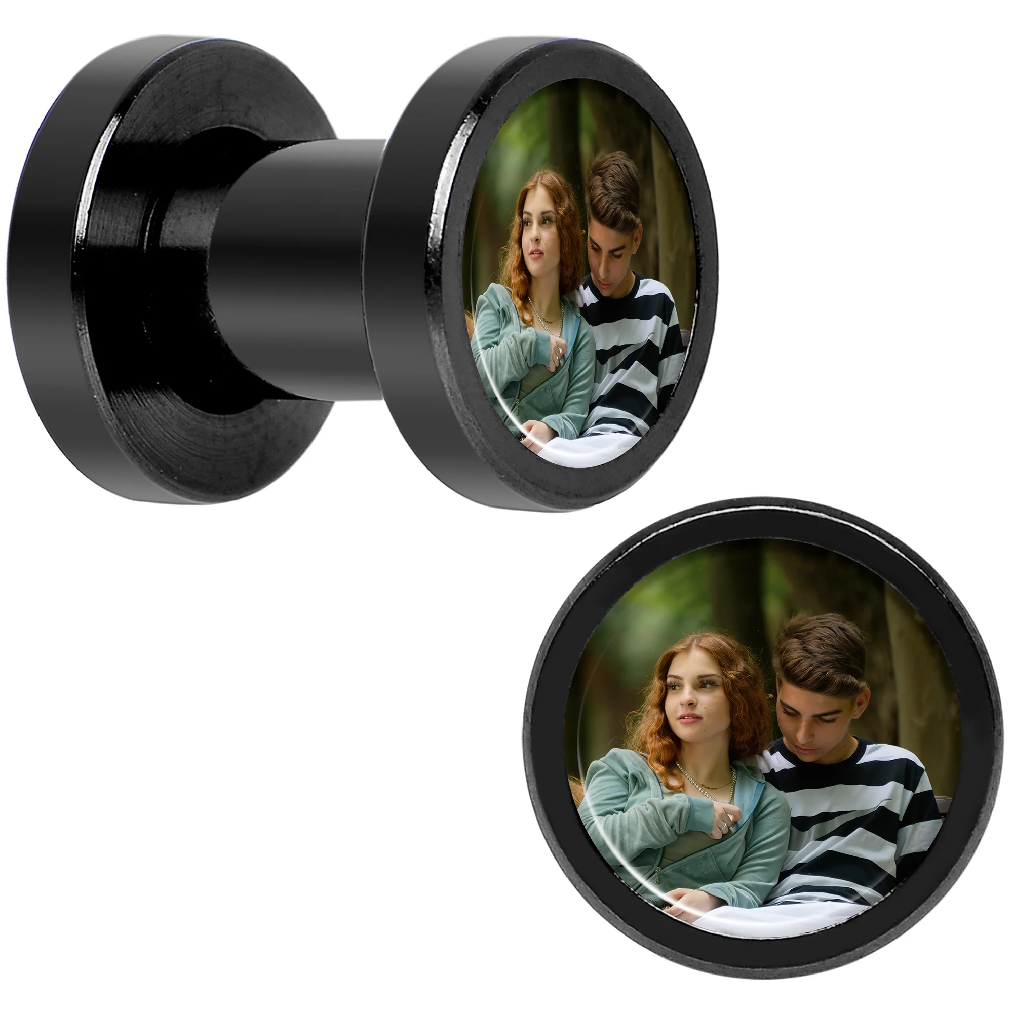 Anodized Black Titanium Custom Photo Screw Fit Plug - buy 2 for a pair - Image 16