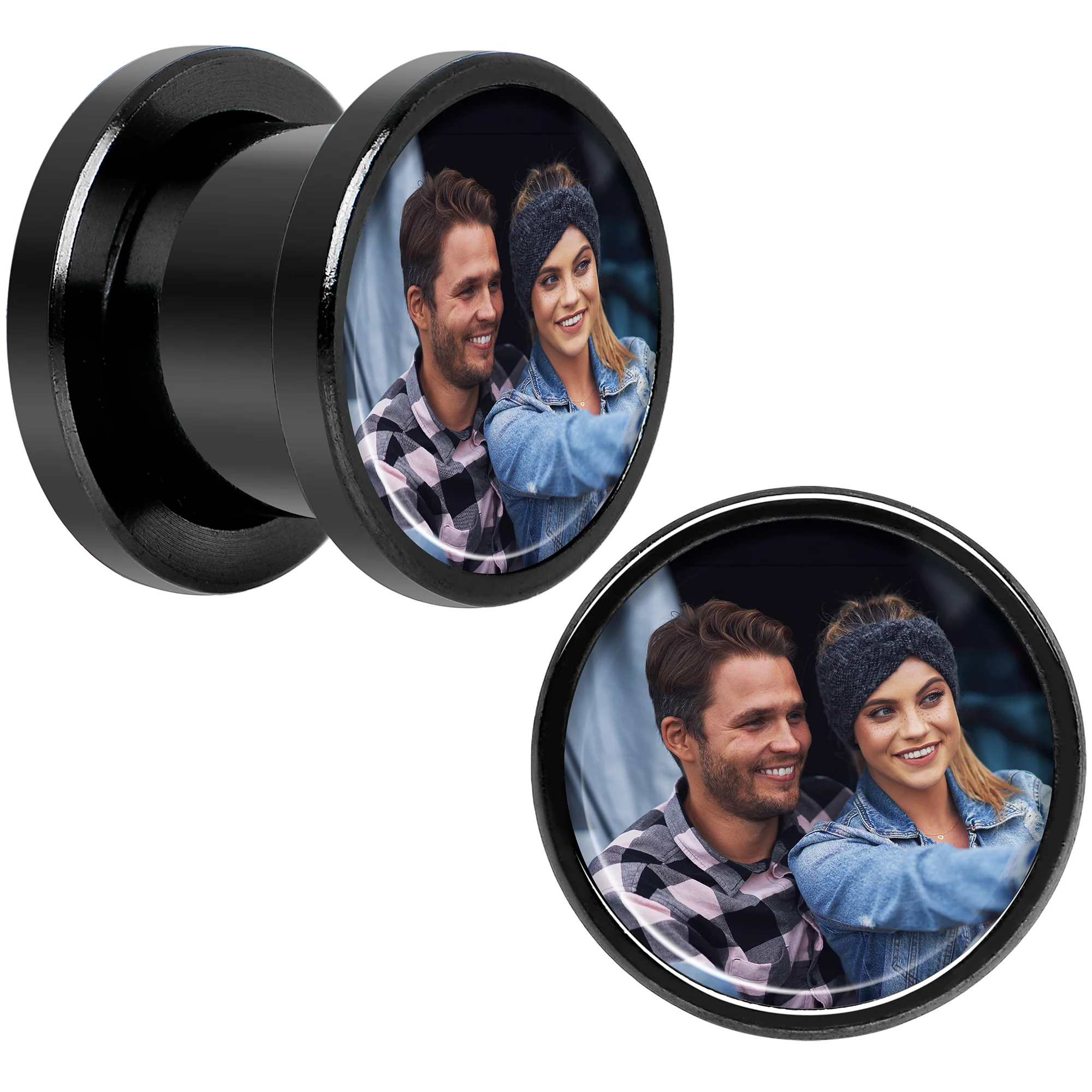 Anodized Black Titanium Custom Photo Screw Fit Plug - buy 2 for a pair - Image 18