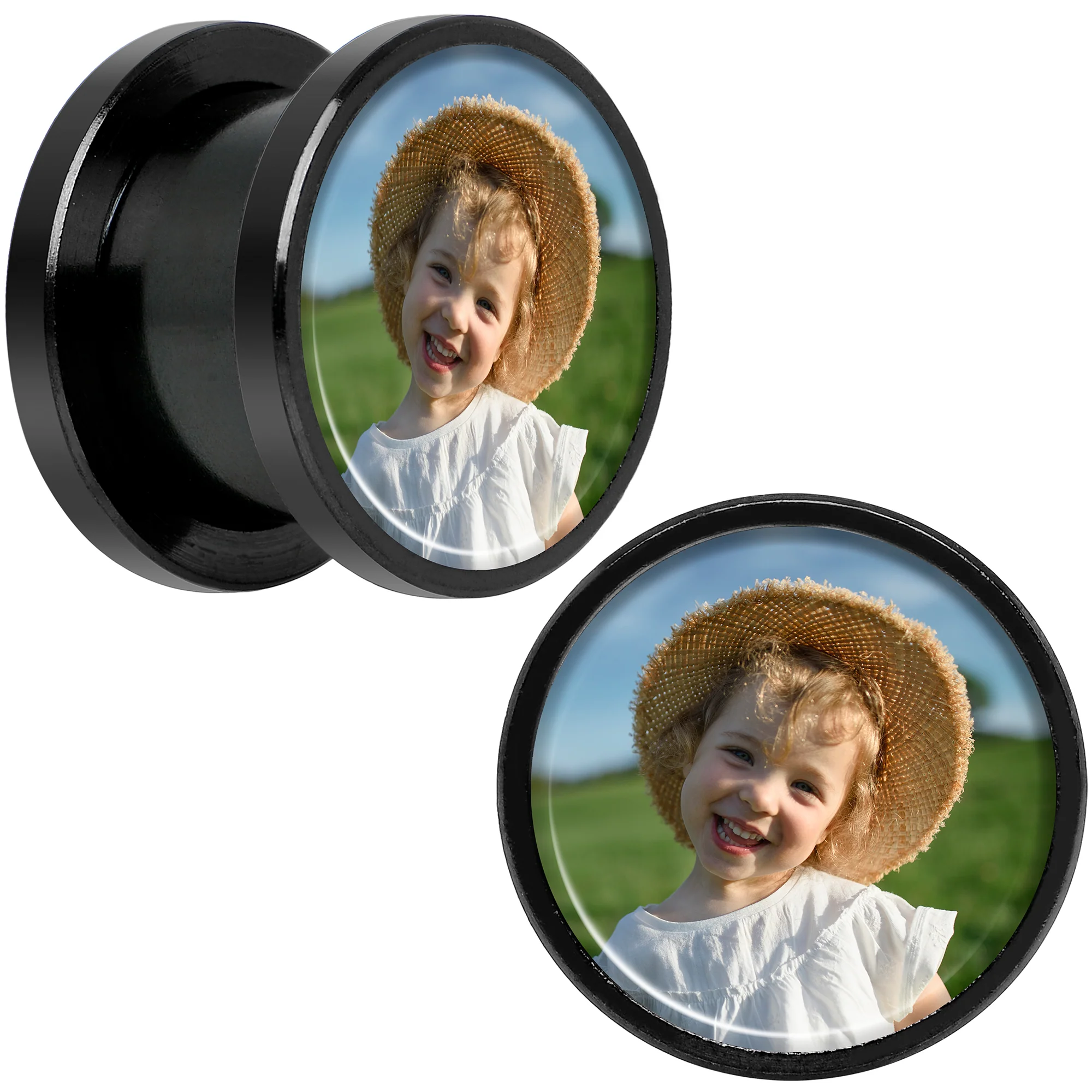 Anodized Black Titanium Custom Photo Screw Fit Plug - buy 2 for a pair - Image 19
