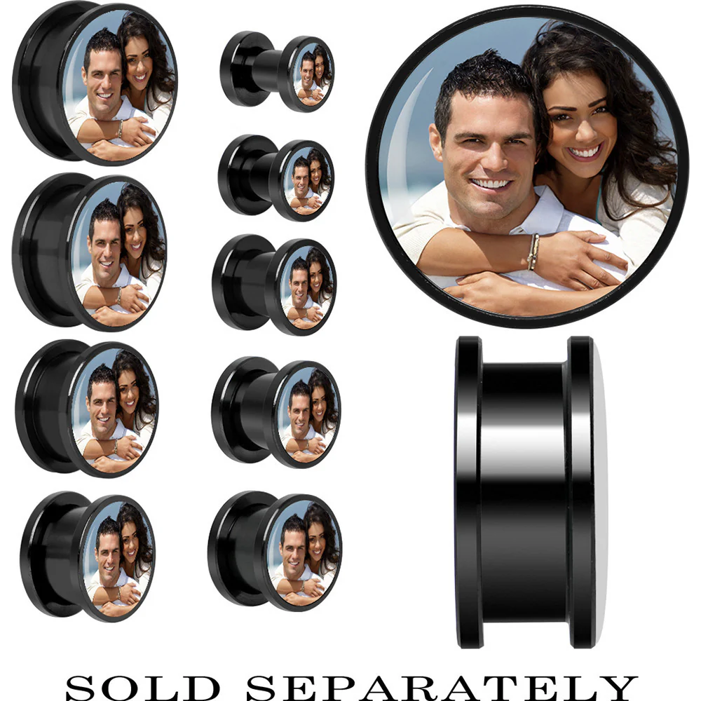 Anodized Black Titanium Custom Photo Screw Fit Plug - buy 2 for a pair - Image 8