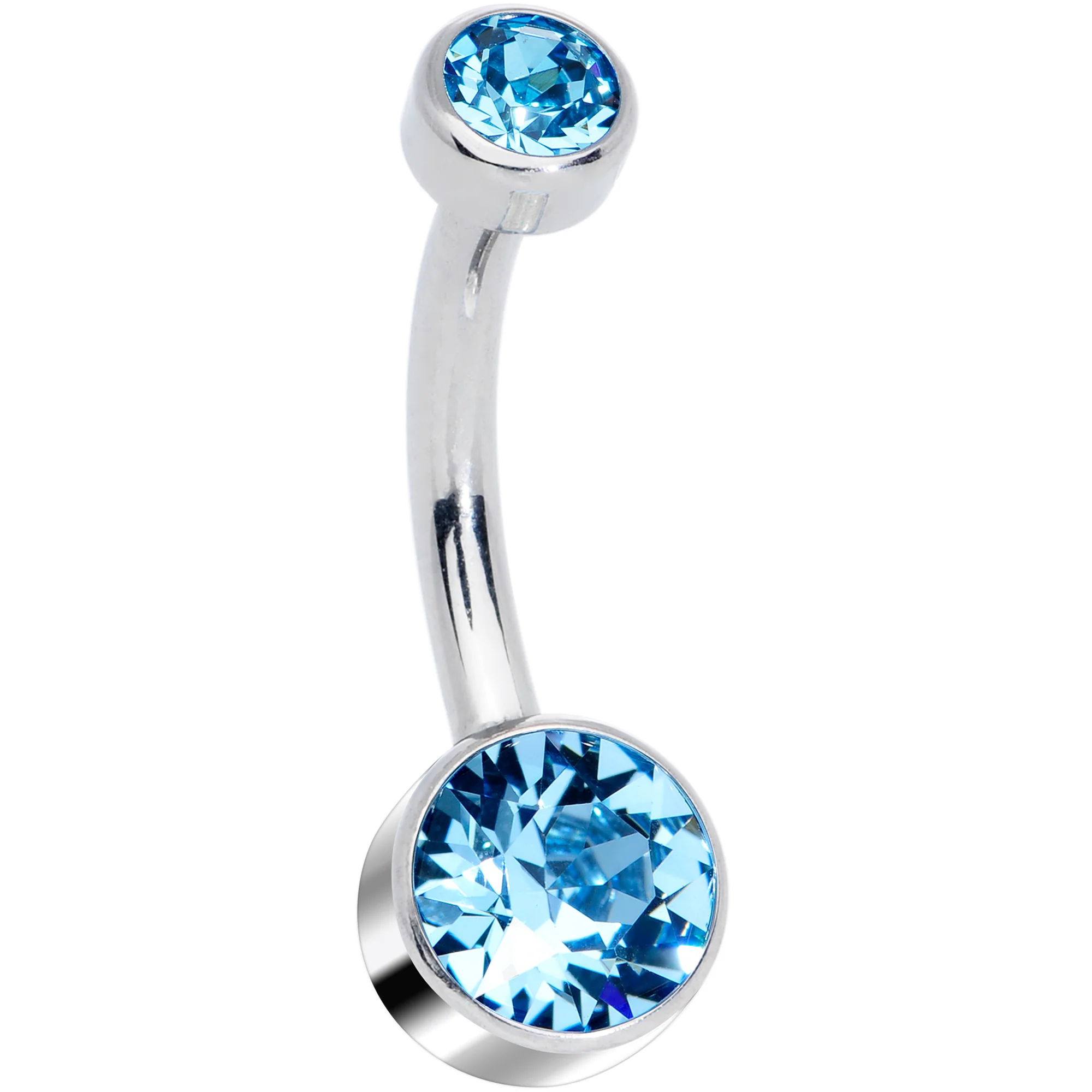 Aqua 6mm Titanium Internal Thread Belly Ring Created with Crystals - Image 2