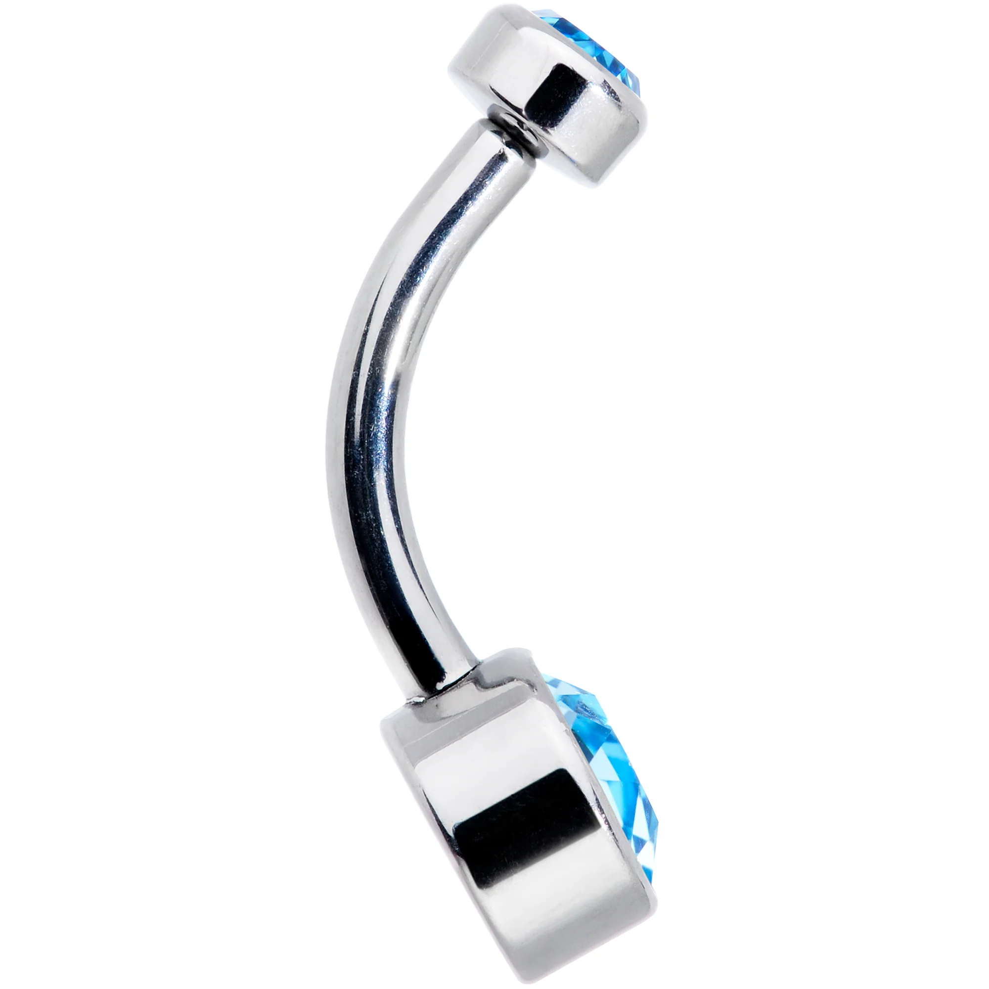 Aqua 6mm Titanium Internal Thread Belly Ring Created with Crystals - Image 3