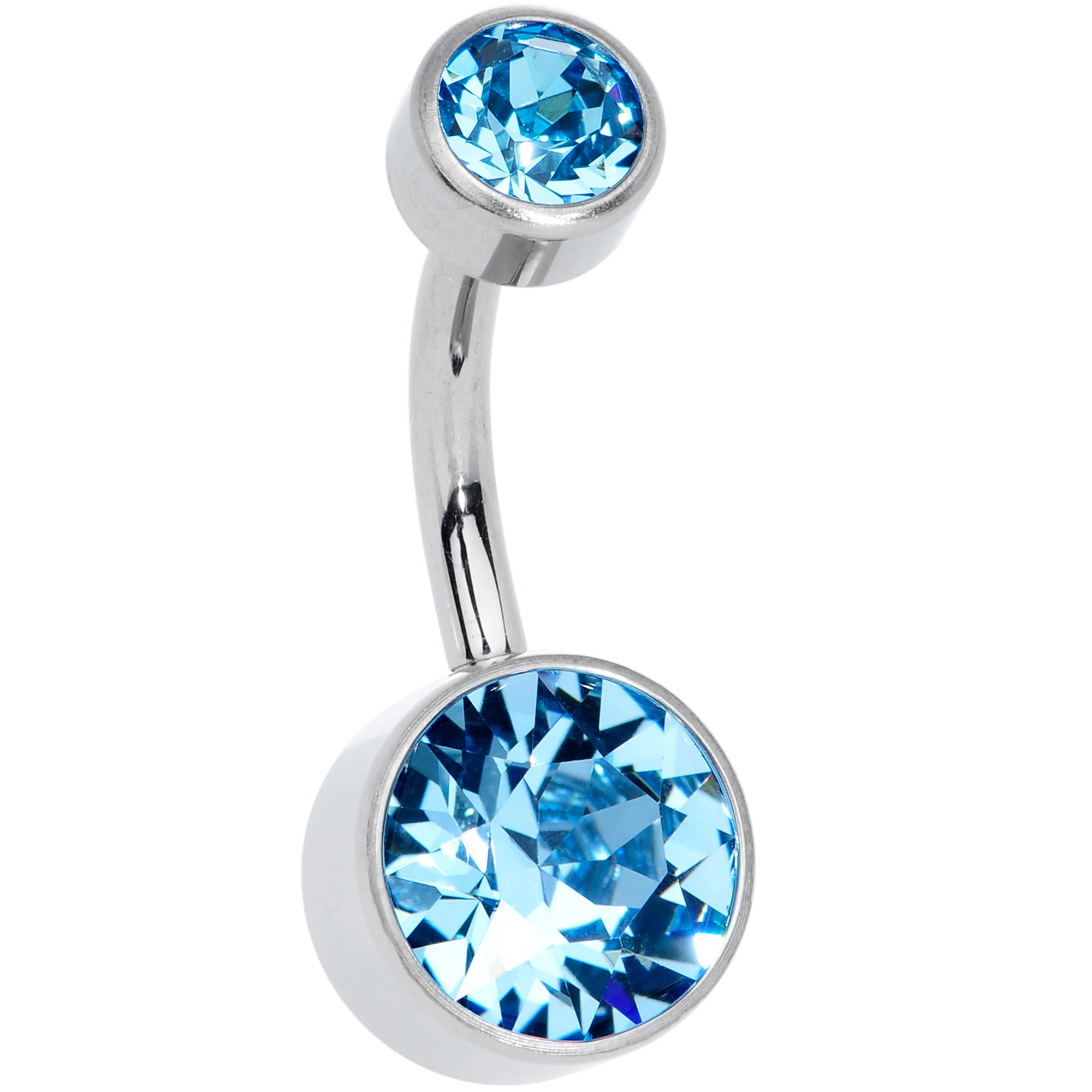 Aqua 8mm Titanium Internal Thread Belly Ring Created with Crystals - Image 2