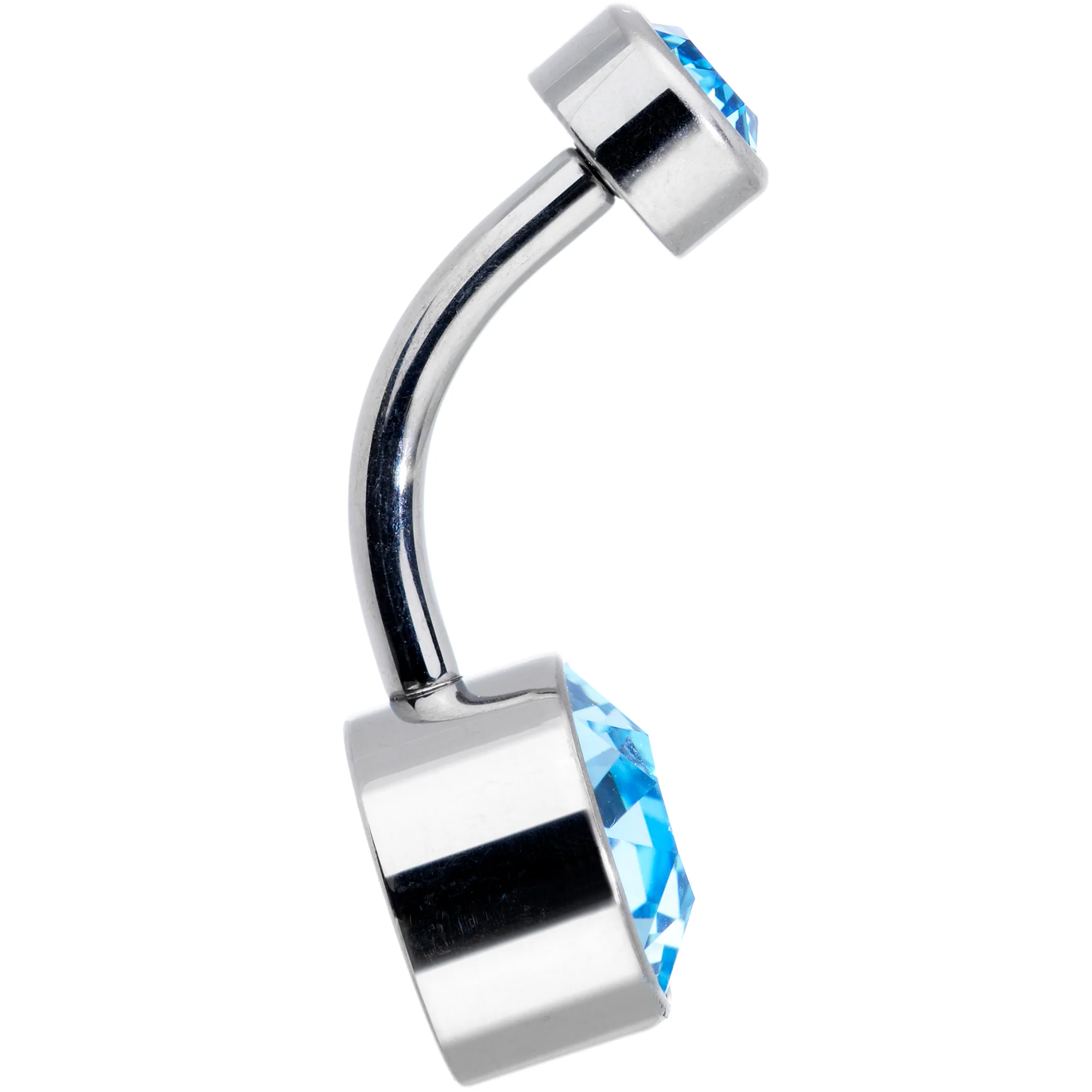 Aqua 8mm Titanium Internal Thread Belly Ring Created with Crystals - Image 3