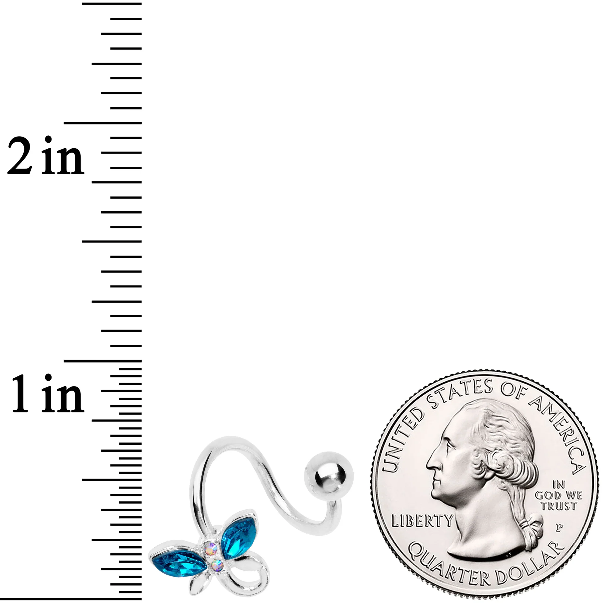 Aqua Aurora Gem Loop Butterfly Spiral Twister Belly Ring - Image 2