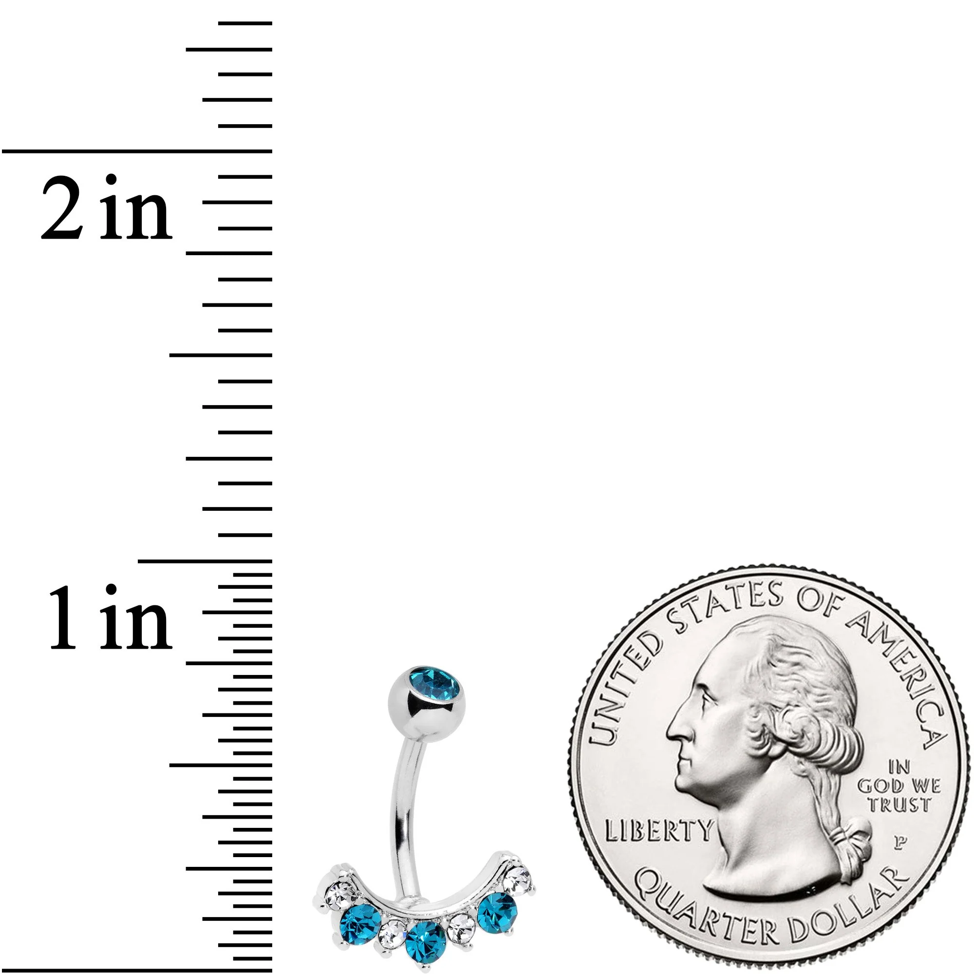 Aqua Clear CZ Gem Wave Of Glamour Belly Ring - Image 3