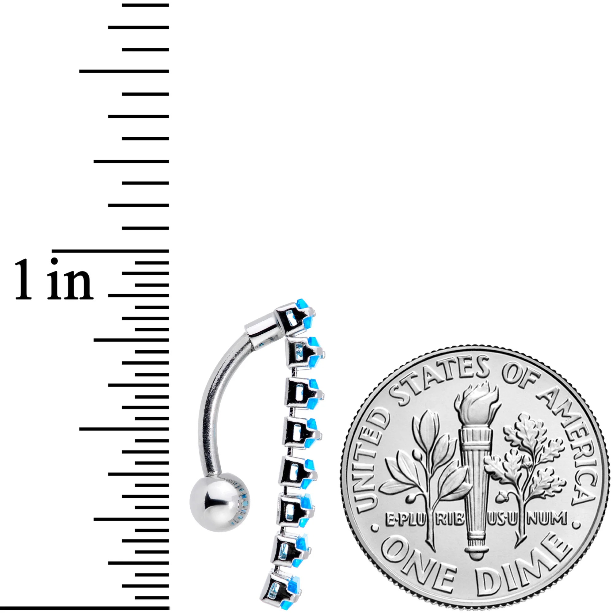 Aqua CZ Gem Band of Beauty Top Mount Belly Ring - Image 4