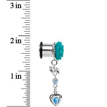 Aqua Flower Heart to Heart Dangle Plug Sizes 5mm to 12mm - Image 4