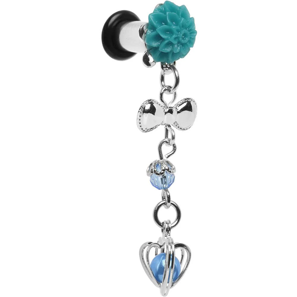Aqua Flower Heart to Heart Dangle Plug Sizes 5mm to 12mm - Image 6