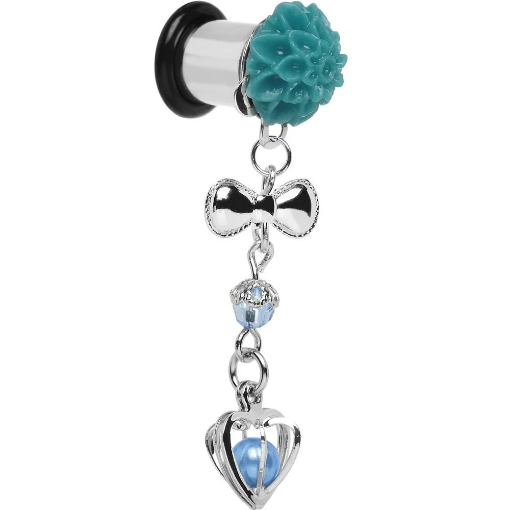 Aqua Flower Heart to Heart Dangle Plug Sizes 5mm to 12mm - Image 7