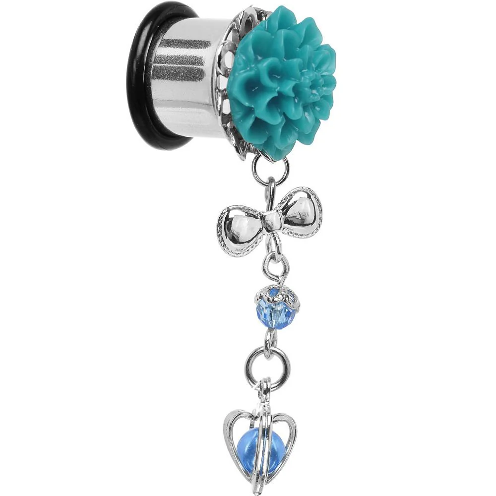 Aqua Flower Heart to Heart Dangle Plug Sizes 5mm to 12mm - Image 8