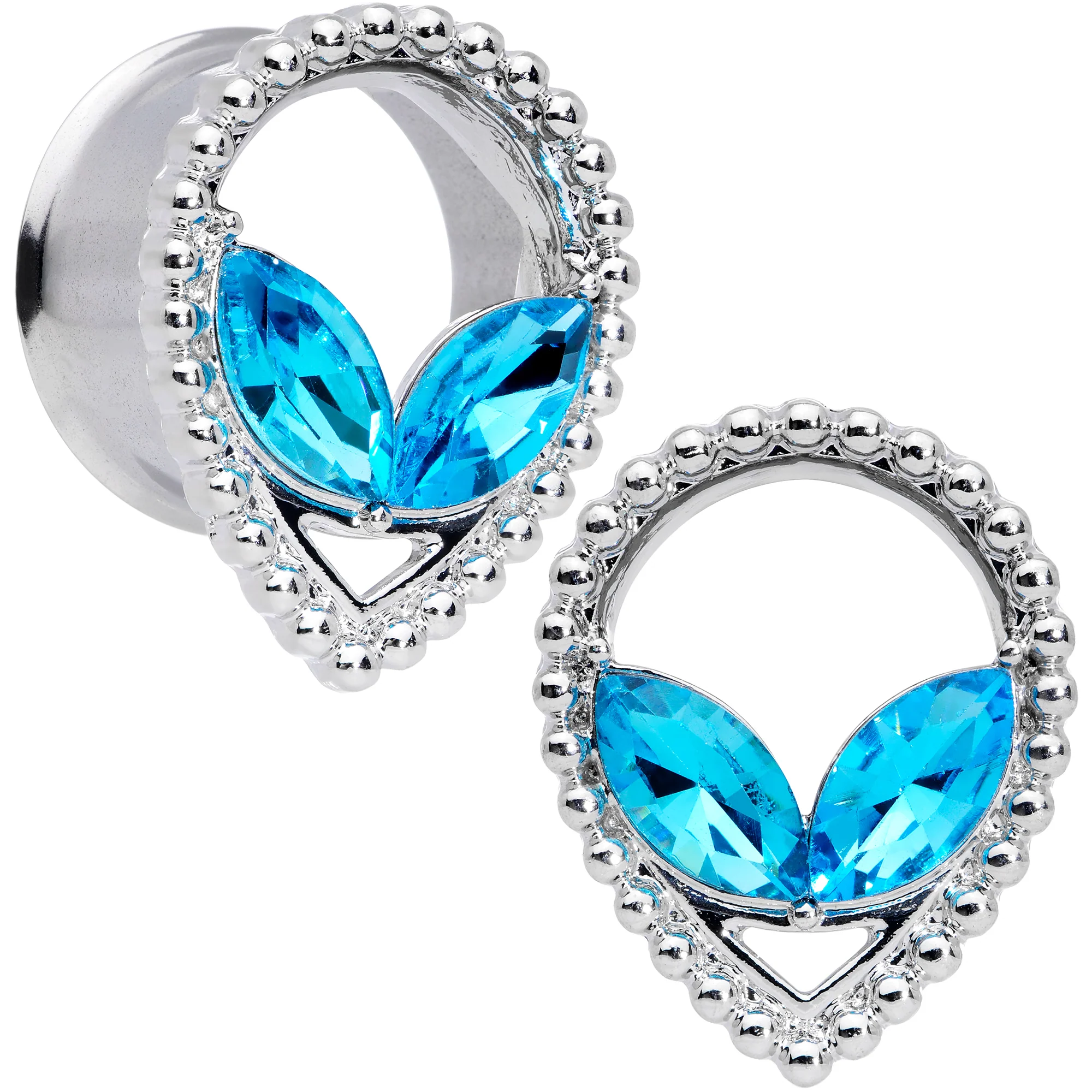 Aqua Gem Alien Double Flare Tunnel Plug Set - Image 10