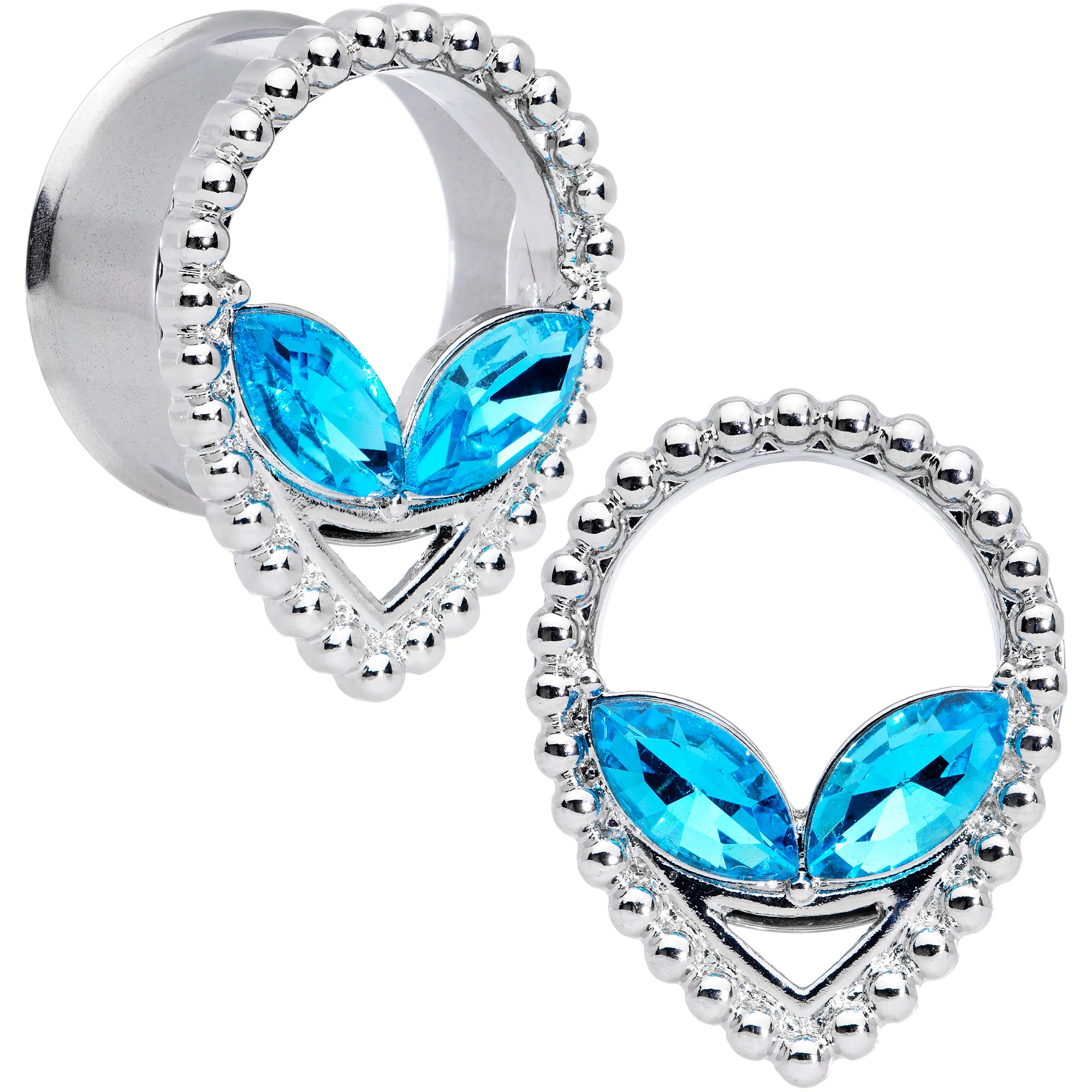 Aqua Gem Alien Double Flare Tunnel Plug Set - Image 11