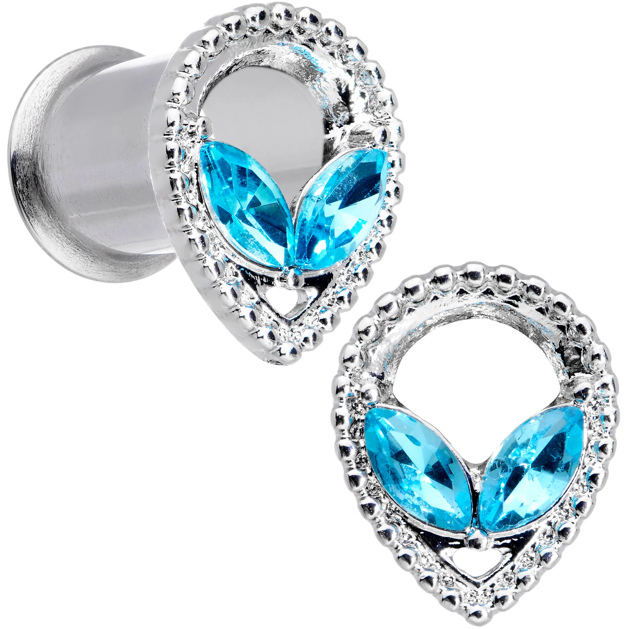 Aqua Gem Alien Double Flare Tunnel Plug Set - Image 5