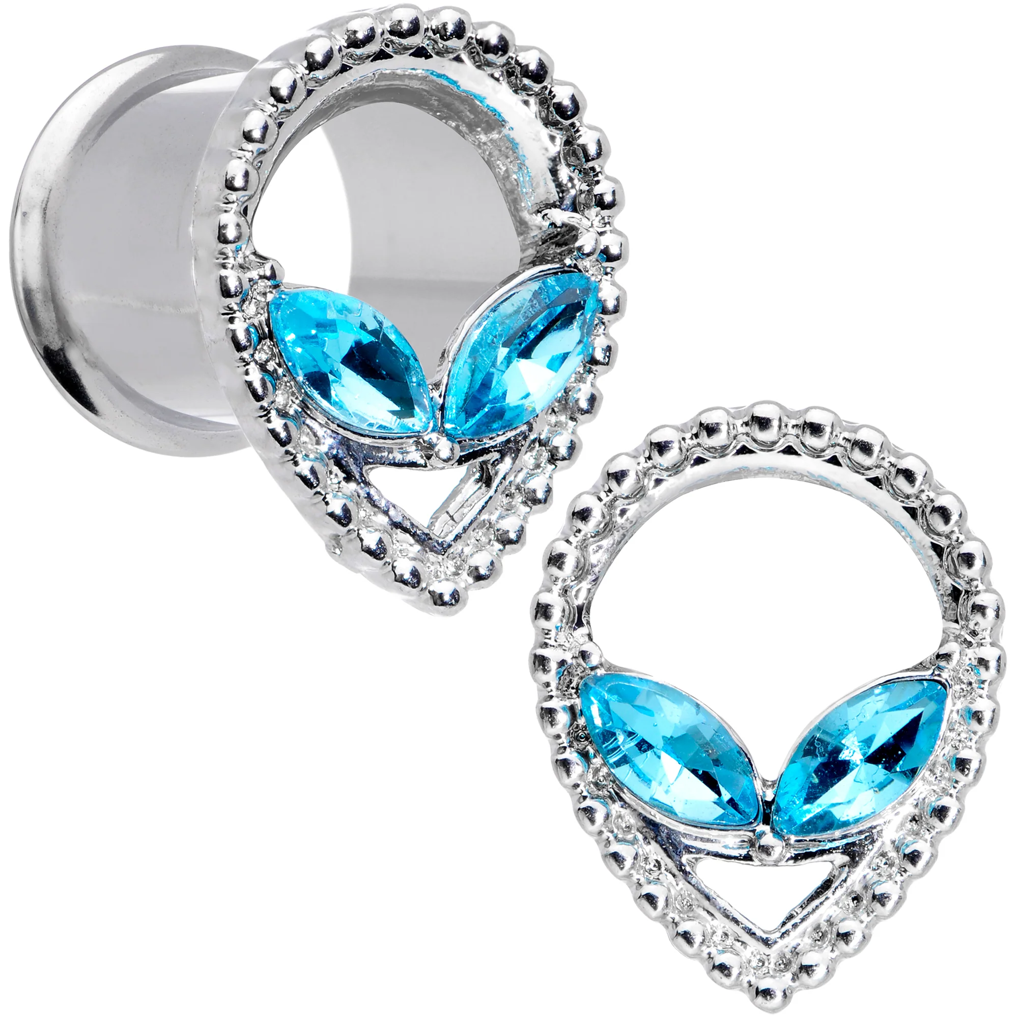 Aqua Gem Alien Double Flare Tunnel Plug Set - Image 6