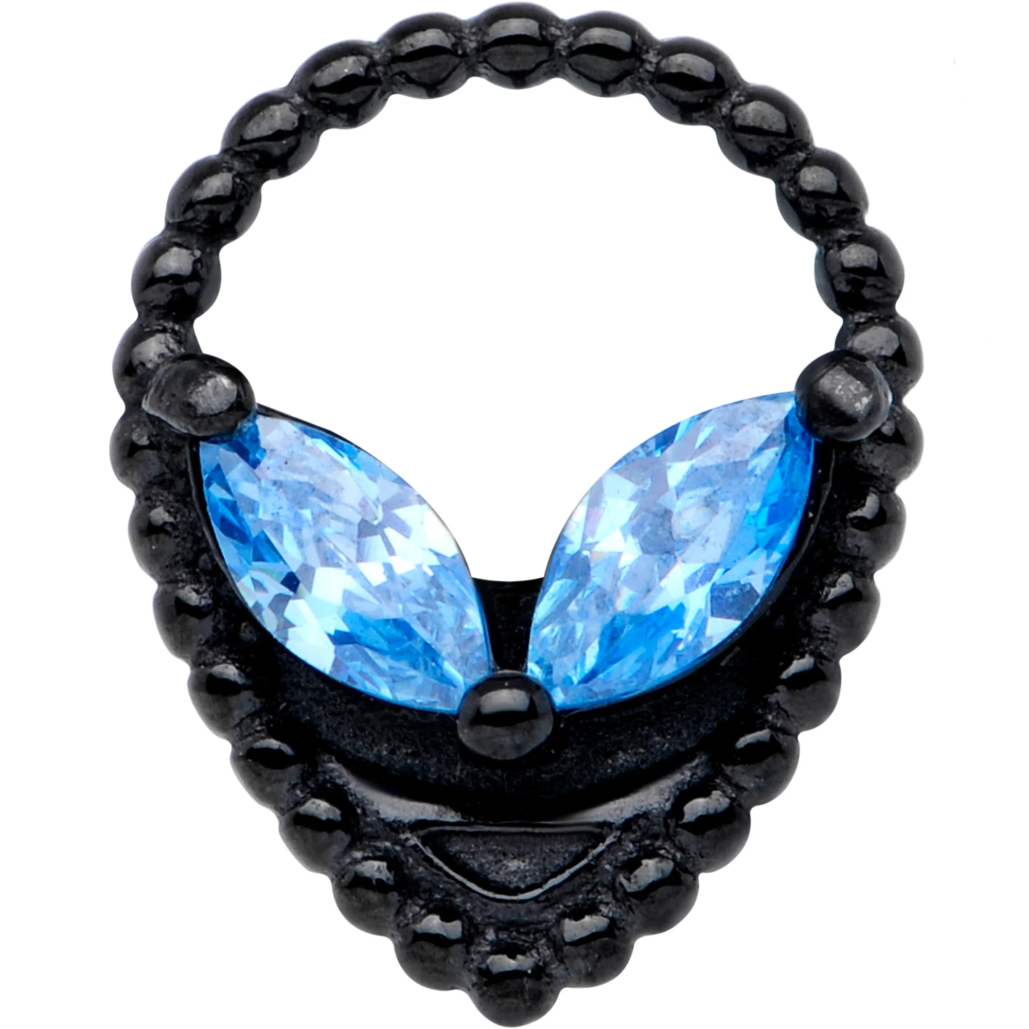 Aqua Gem Black Alien Barbell Tongue Ring - Image 2